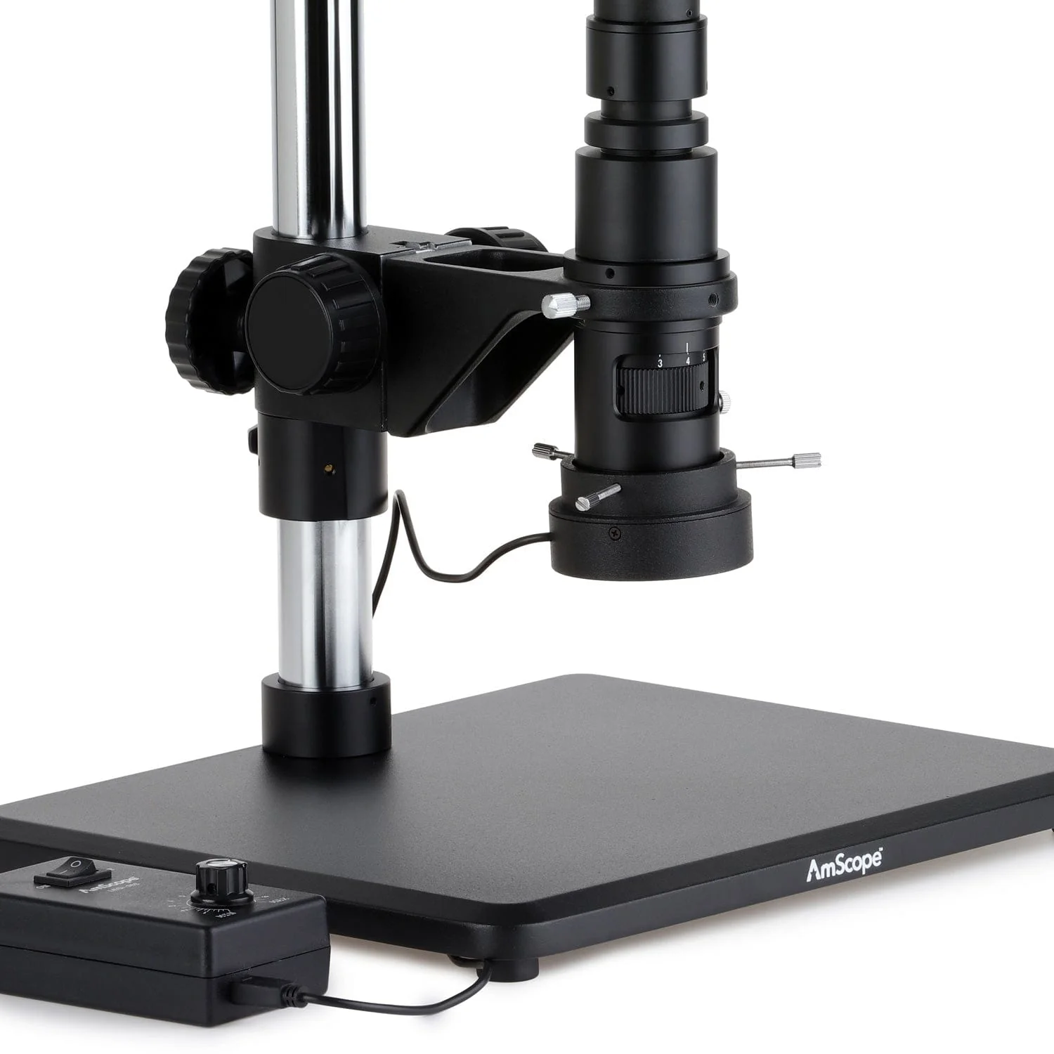 AmScope H800 Series Zoom Inspection Monocular Stereo Microscope 0.7X-5X Magnification on Table Stand with LED Ring Light and Optional USB Camera - Image 9