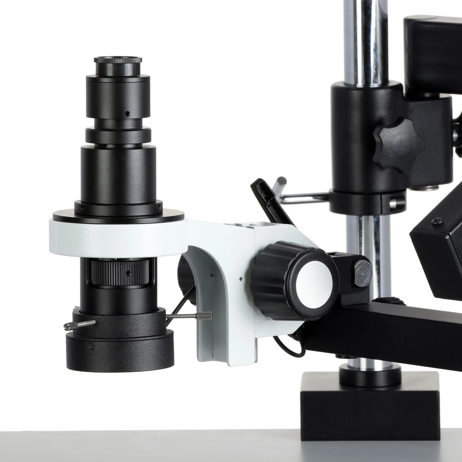 AmScope H800 Zoom Inspection Monocular Stereo Microscope 0.7X-5X Magnification with LED Ring Light on Articulating Arm with Pillar and Auto-Focus HDMI Camera - Image 8
