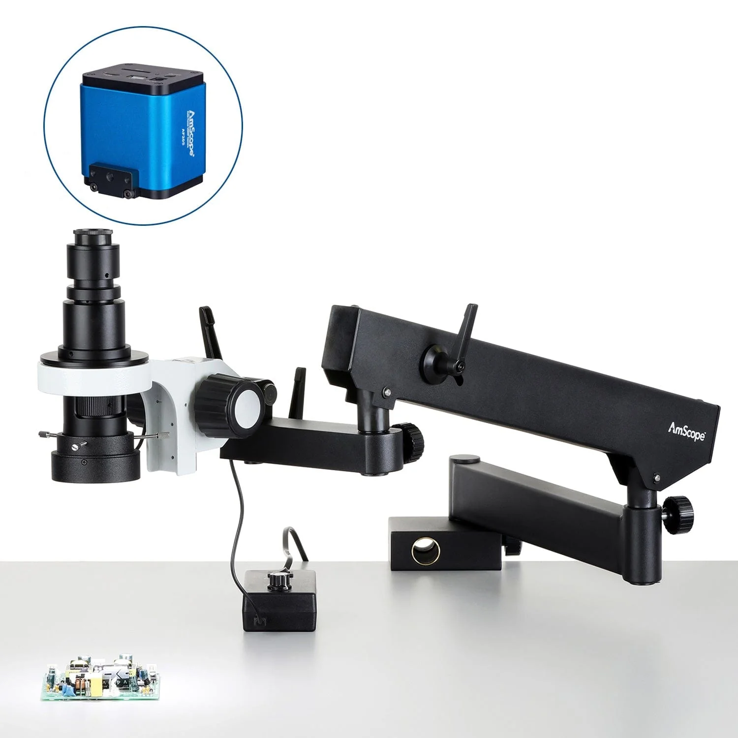 AmScope H800 Zoom Inspection Monocular Stereo Microscope 0.7X-5X Magnification with LED Ring Light on Articulating Arm + Auto-Focus HDMI Camera - Image 4