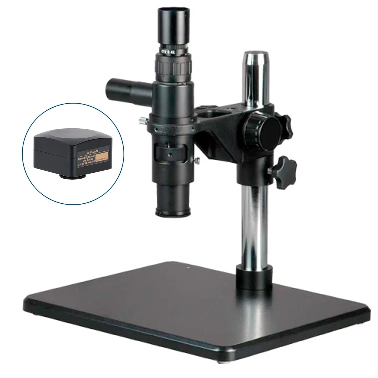 AmScope H800 Series Zoom Inspection Monocular Stereo Microscope 1X-7X Magnification with Coaxial Light on Table Stand + Optional USB Camera - Image 3