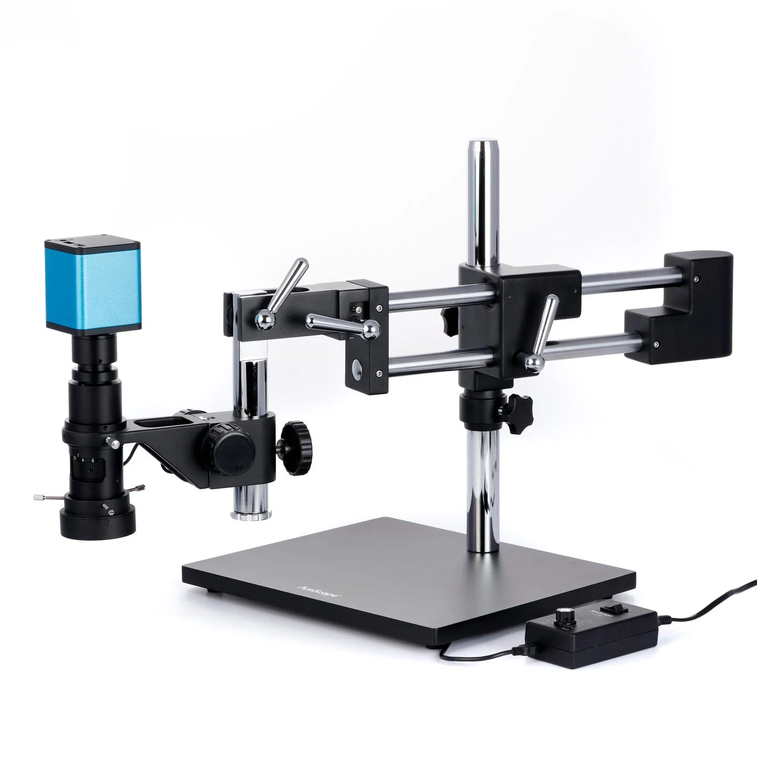 AmScope H800 Series Zoom Inspection Monocular Stereo Microscope 0.7X-5X Magnification with LED Ring Light on Double-Arm Boom-Stand + Auto-Focus HDMI Camera - Image 5