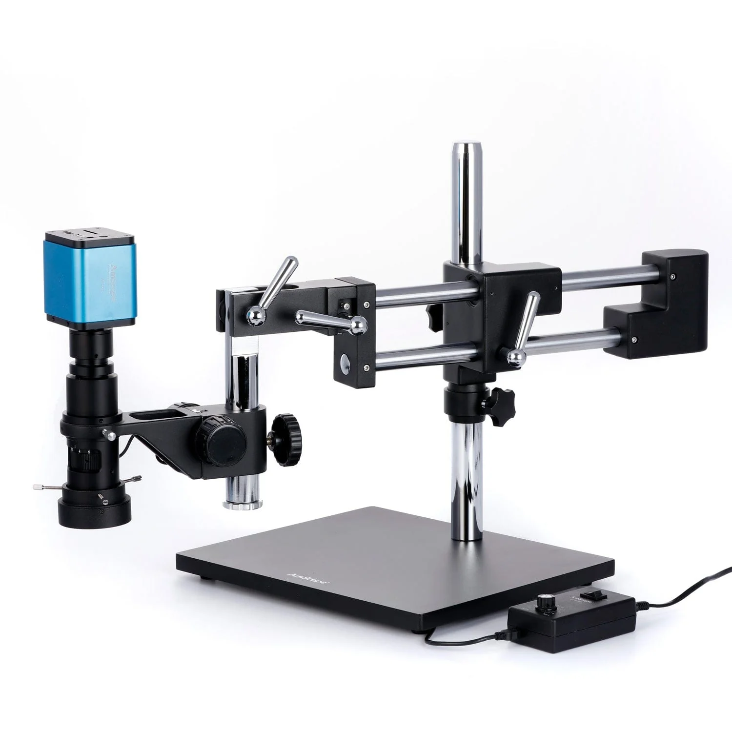 AmScope H800 Series Zoom Inspection Monocular Stereo Microscope 0.7X-5X Magnification with LED Ring Light on Double-Arm Boom-Stand + Auto-Focus HDMI Camera - Image 6