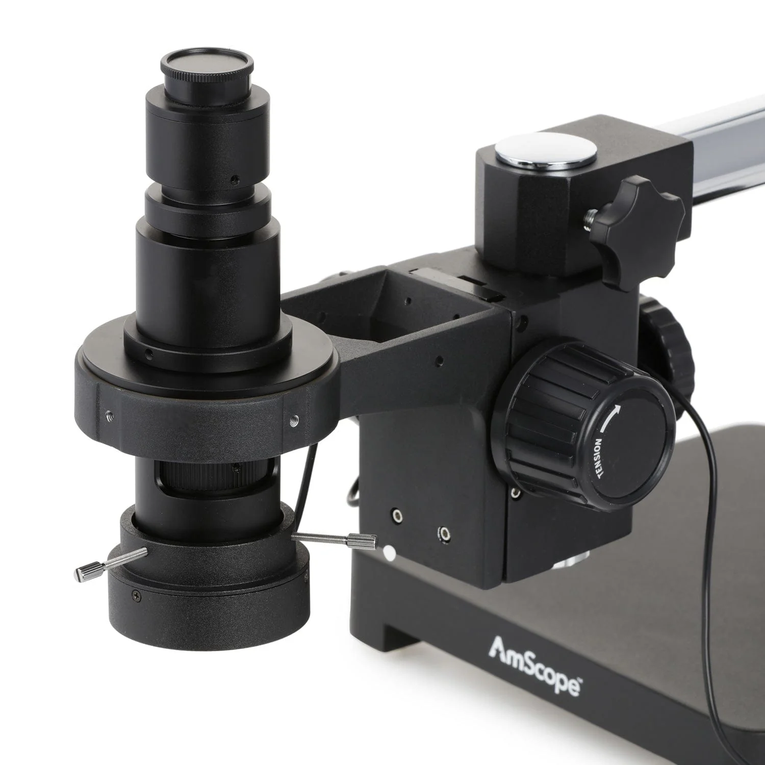 AmScope H800 Zoom Inspection Monocular Stereo Microscope 0.7X-5X Magnification with LED Ring Light on Single-Arm Boom-Stand + Auto-Focus HDMI Camera - Image 7