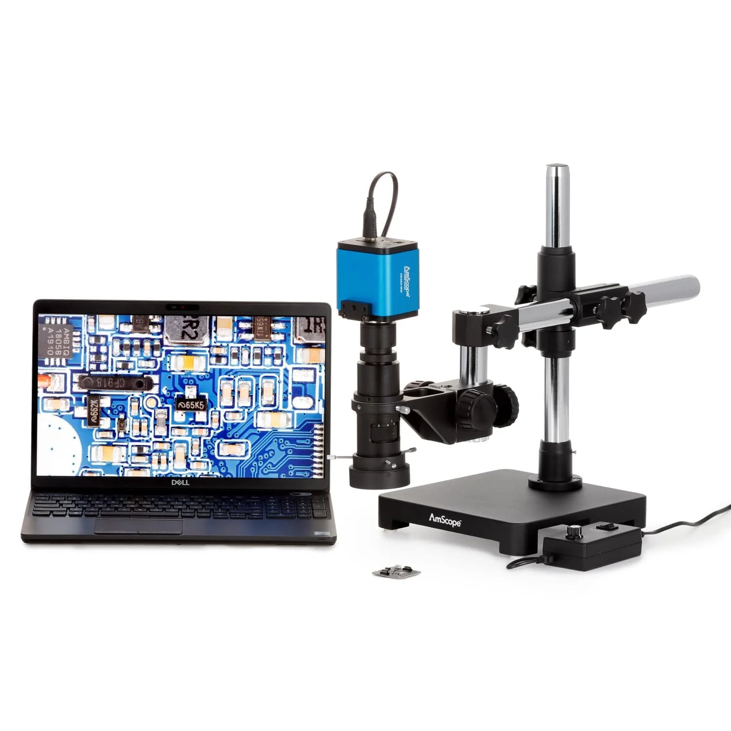 AmScope H800 Series Zoom Inspection Monocular Stereo Microscope 0.7X-5X Magnification with LED Ring Light on Single-Arm Boom-Stand + HDMI Camera - Image 10
