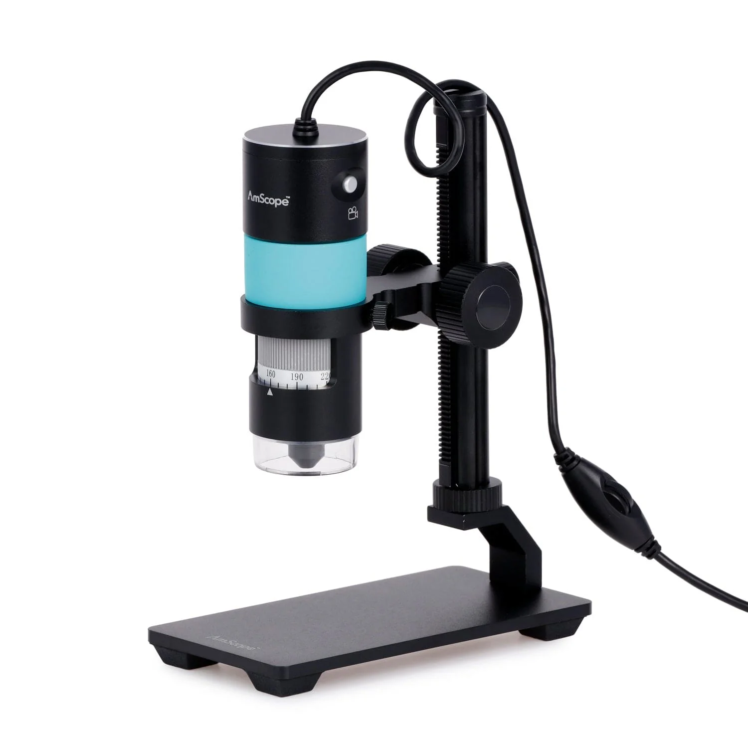 AmScope HHD Series Professional Handheld Digital USB Microscopes with 10X-280X Magnification, LED Ring Illuminator, and Table Stand + Optional Polarizer