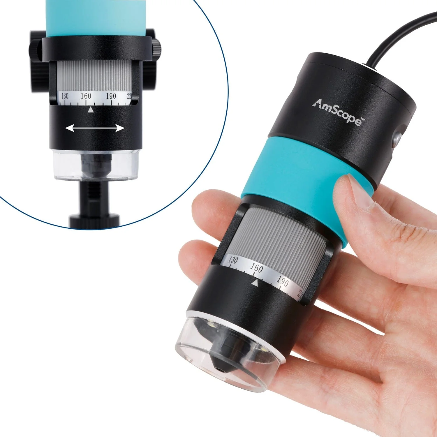 AmScope HHD Series Professional Handheld Digital USB Microscopes with 10X-280X Magnification, LED Ring Illuminator, and Table Stand + Optional Polarizer - Image 10
