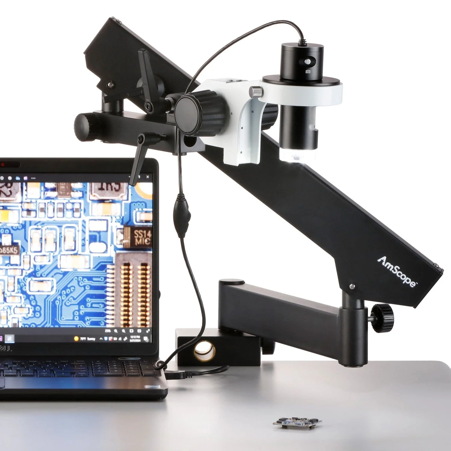 AmScope HHD Series All-In-One Professional Polarizing Handheld Digital HDMI / USB Microscopes 10X-280X Magnification + LED Ring Illuminator + Articulating Arm Stand - Image 12