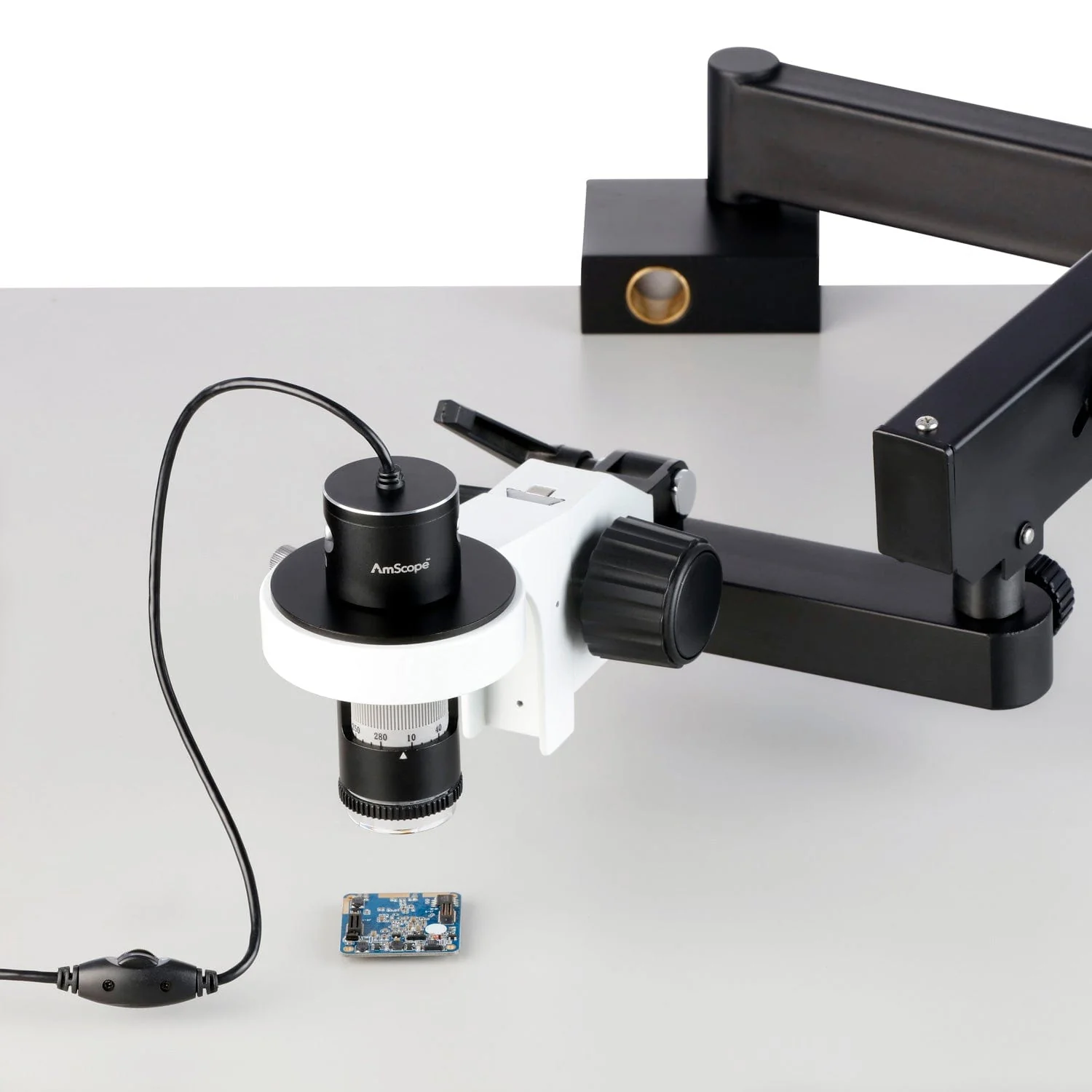 AmScope HHD Series All-In-One Professional Polarizing Handheld Digital HDMI / USB Microscopes 10X-280X Magnification + LED Ring Illuminator + Articulating Arm Stand - Image 13