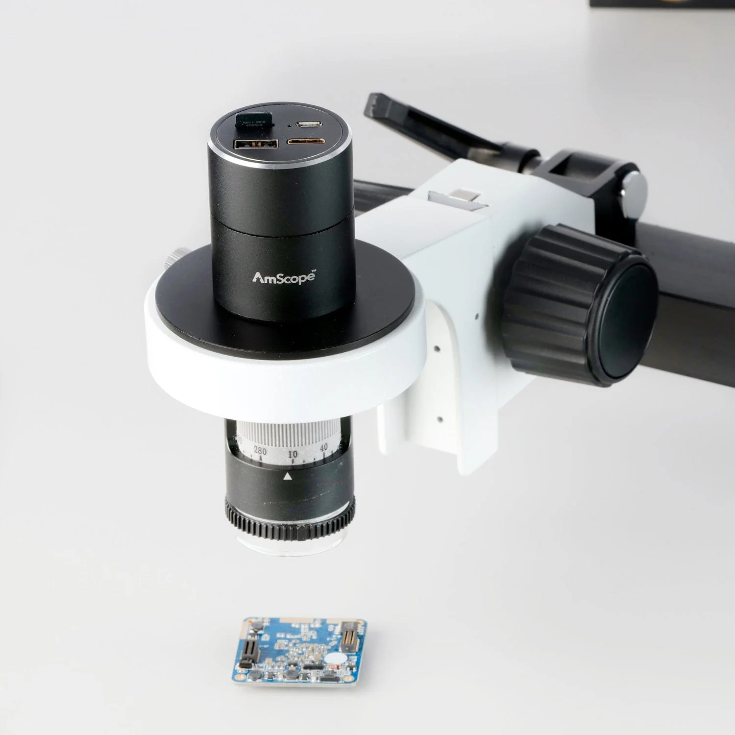 AmScope HHD Series All-In-One Professional Polarizing Handheld Digital HDMI / USB Microscopes 10X-280X Magnification + LED Ring Illuminator + Articulating Arm Stand - Image 15