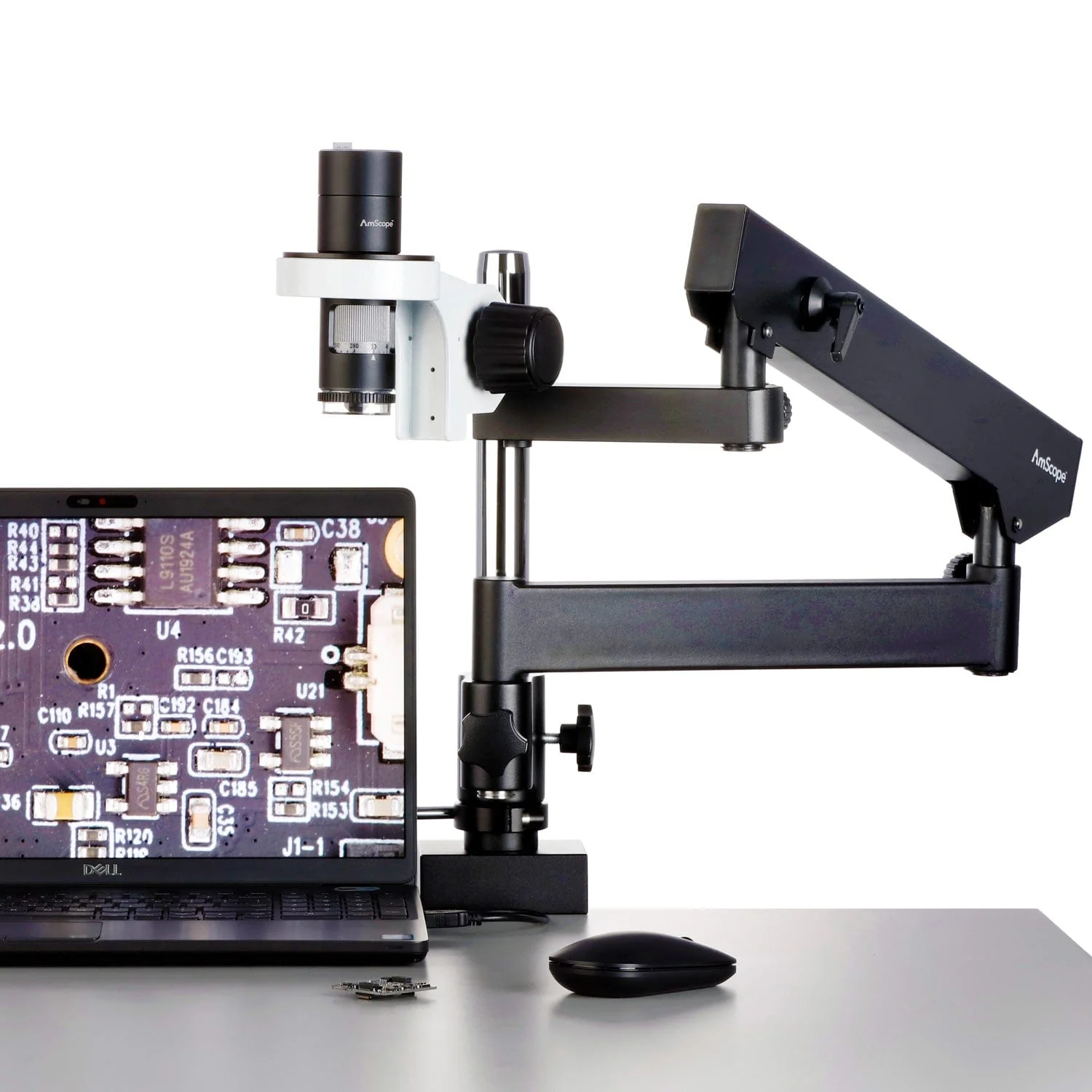AmScope HHD Series All-In-One Professional Polarizing Handheld Digital HDMI / USB Microscopes 10X-280X Magnification + LED Ring Illuminator + Articulating Arm Stand - Image 16