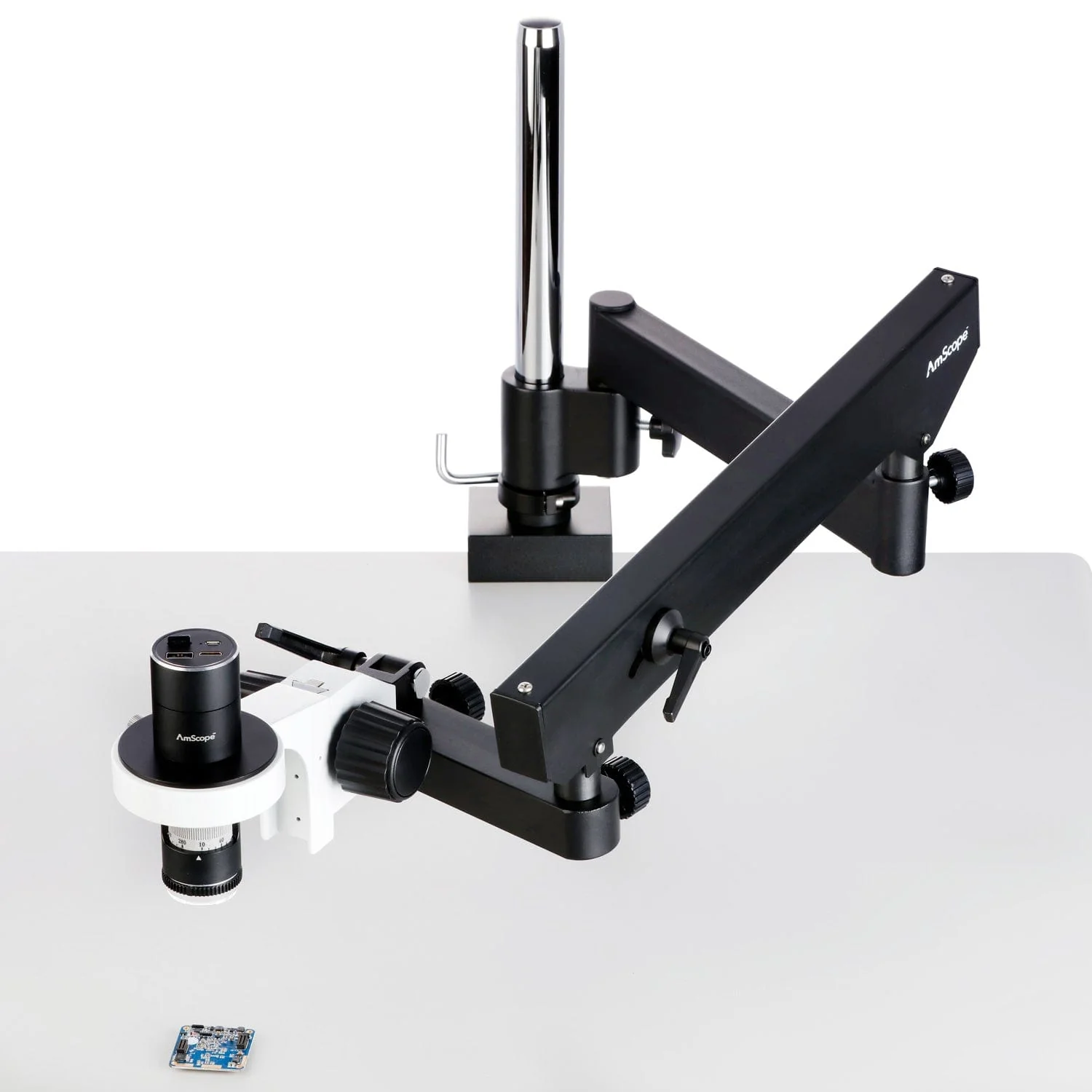 AmScope HHD Series All-In-One Professional Polarizing Handheld Digital HDMI / USB Microscopes 10X-280X Magnification + LED Ring Illuminator + Articulating Arm Stand - Image 17