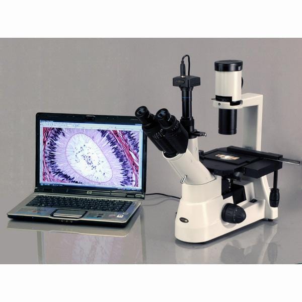 AmScope IN300 Series Inverted Phase-Contrast Biological Trinocular Compound Microscope with 30W Halogen and Optional Digital Camera - Image 10