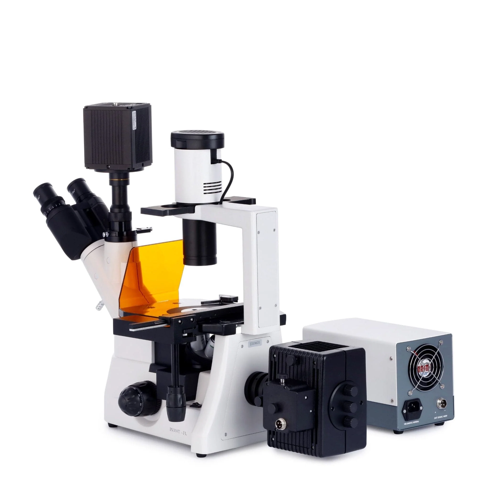 AmScope IN300 Series Inverted Epi-fluorescence Trinocular Compound Microscope with Optional Global Shutter Camera - Image 3