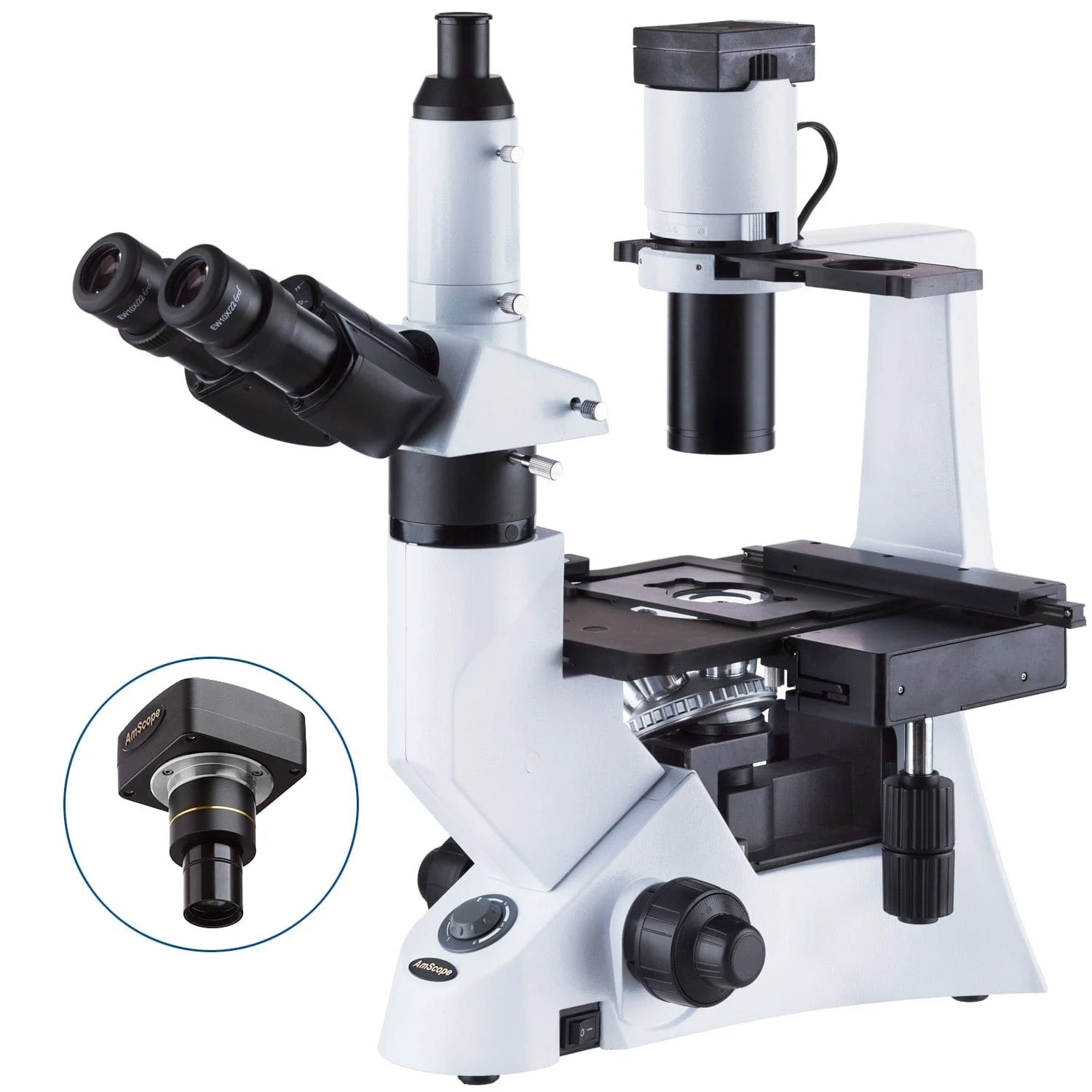 AmScope IN330 Series Inverted Infinity-Corrected Phase-Contrast Biological Trinocular Compound Microscope with 30W Halogen and Optional Digital Camera - Image 2