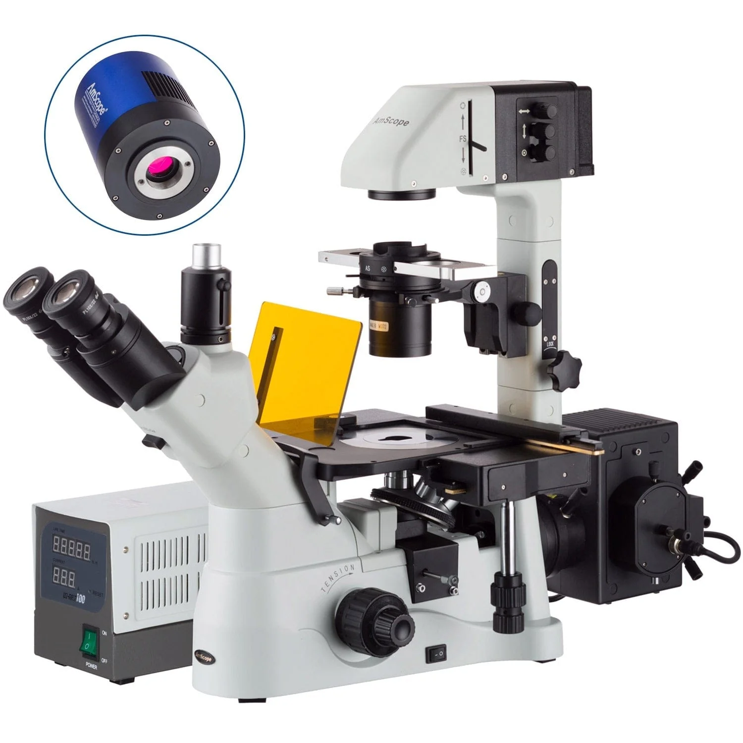 AmScope IN480 Series Inverted Epi-fluorescence Trinocular Compound Microscope - Image 2