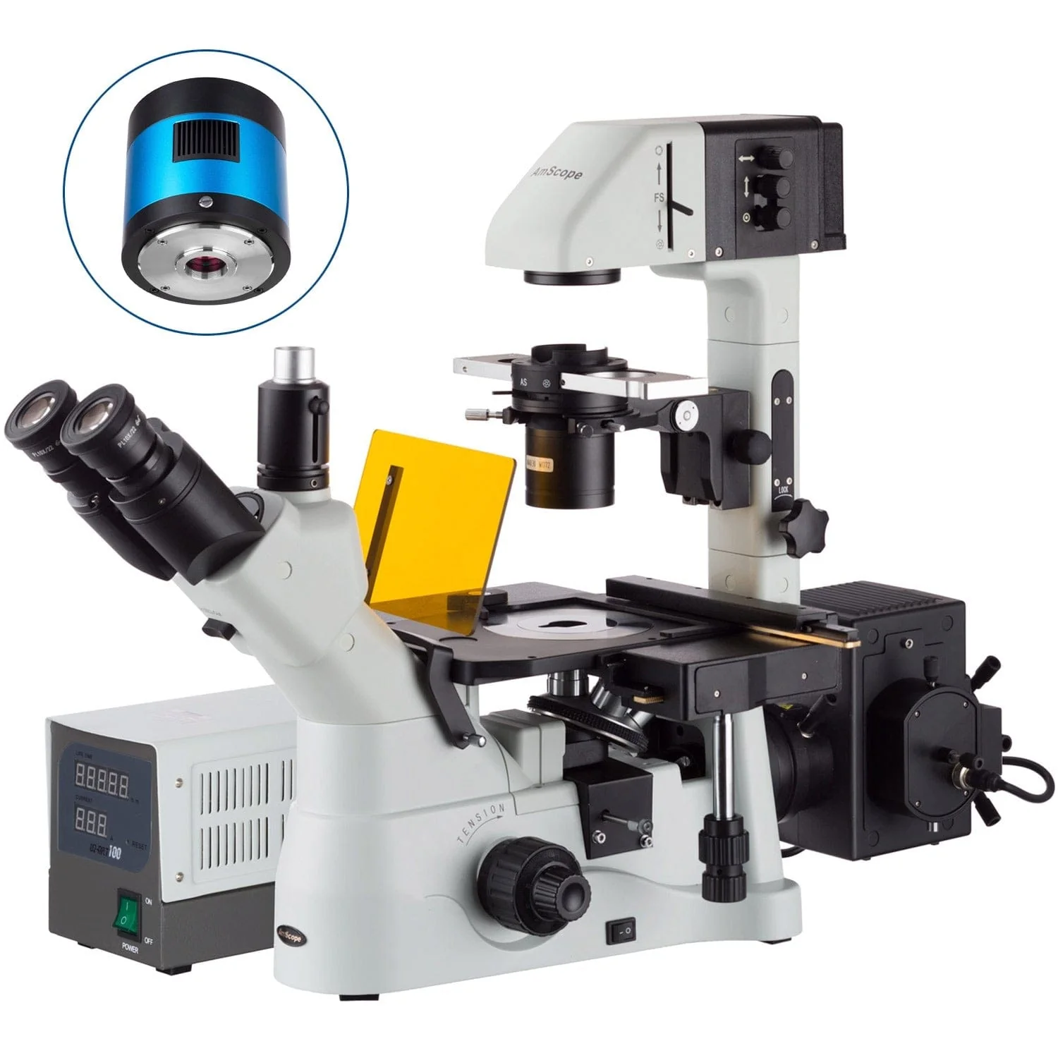 AmScope IN480 Series Inverted Epi-fluorescence Trinocular Compound Microscope - Image 3