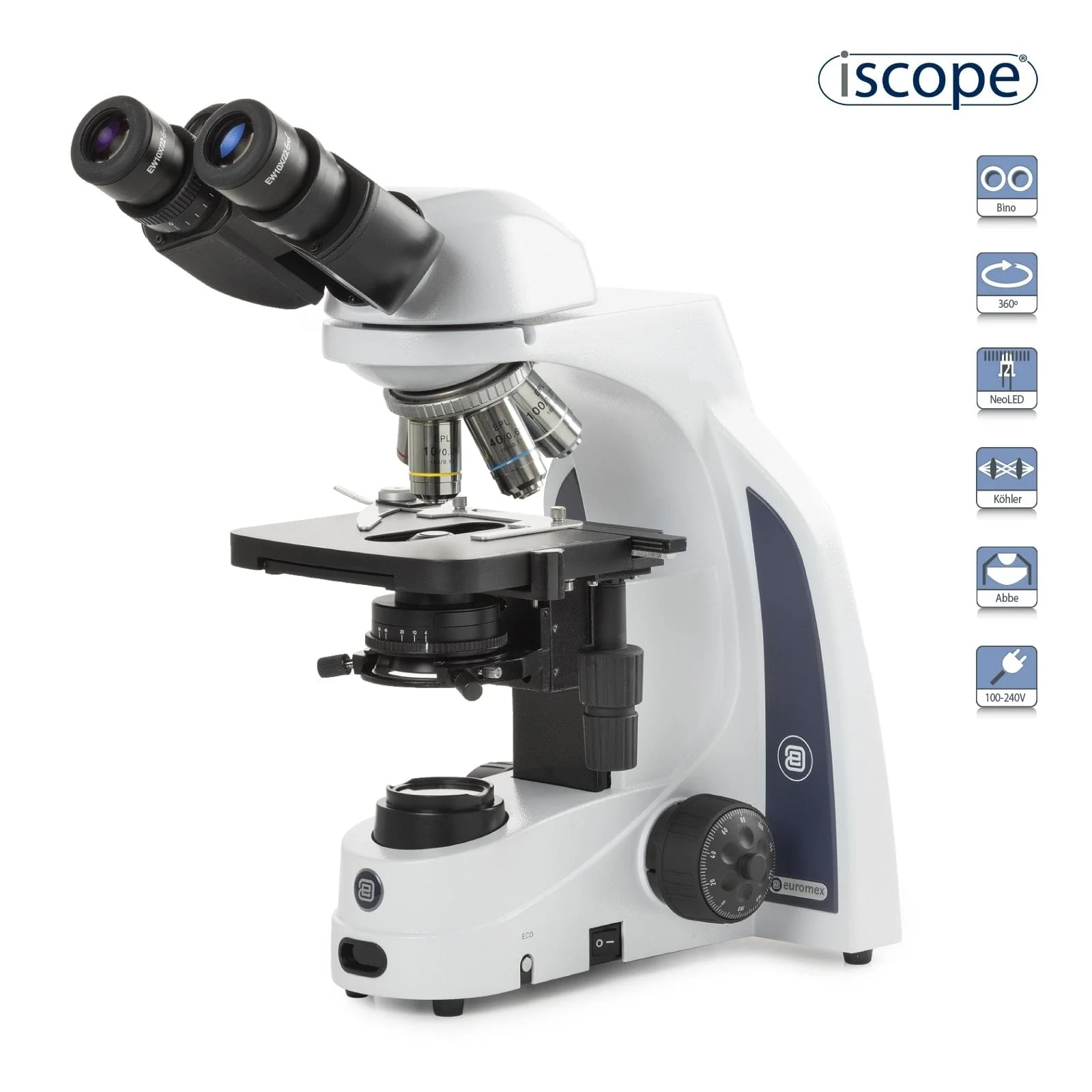 Euromex iScope Series Binocular Compound Microscope with E-plan Objectives