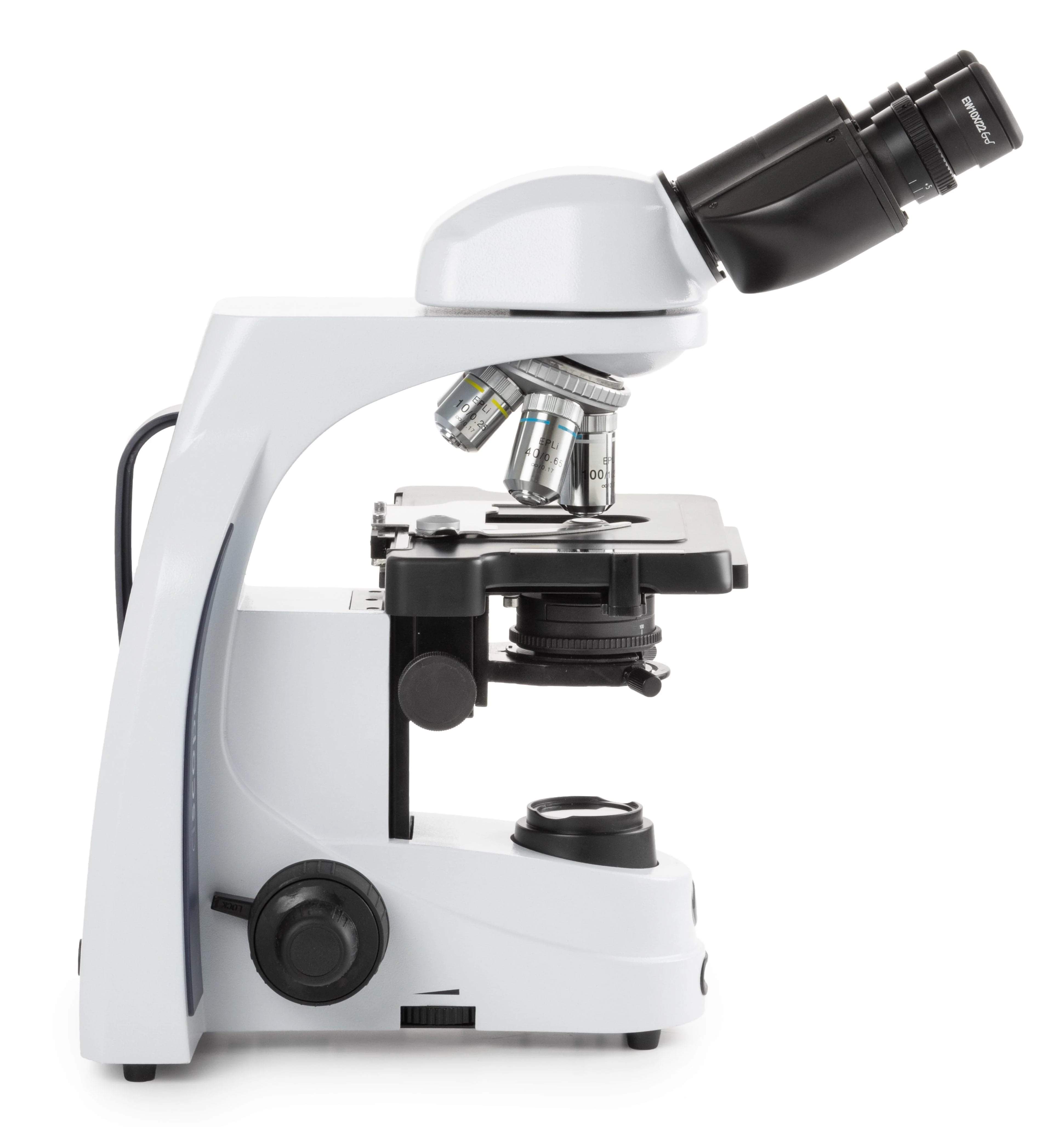 Euromex iScope Series Binocular Compound Microscope w/ EWF 10x/22 mm Eyepieces, E-plan EPLi 4/10/S40/S100x Oil IOS Objectives, Rackless Stage and 3W NeoLED™ Illumination - Image 3