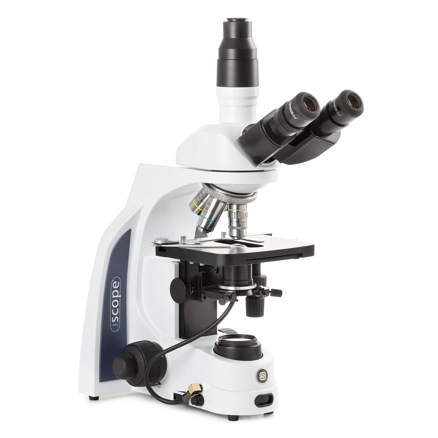 Euromex iScope Darkfield Trinocular Compound Microscope w/EWF 10X/20mm Eyepieces, E-PLAN EPL 4X, 10X, S40X, S100X Objectives - Image 2