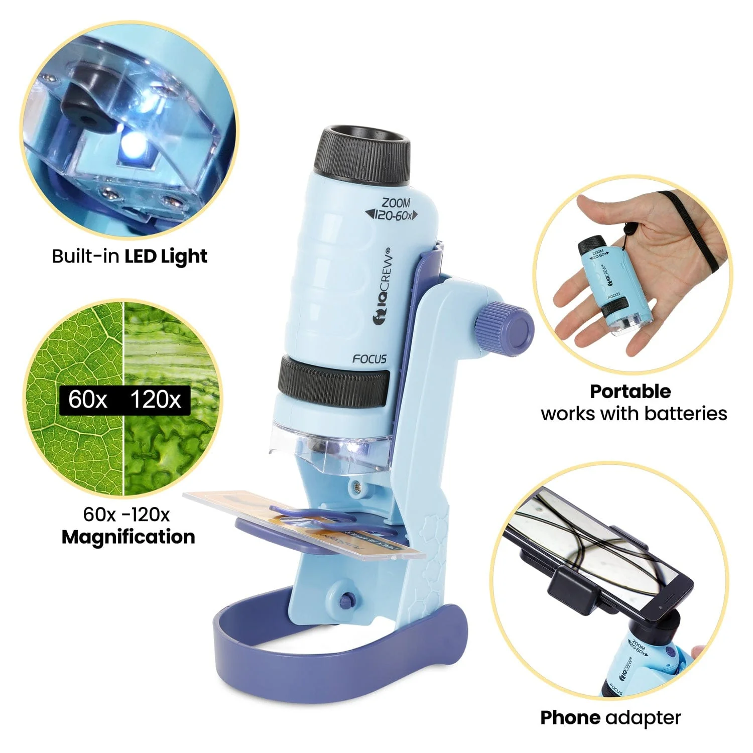 Amscope KVB-FOS-612-ADV Monocular Compound Microscope for Kids STEM Education Microscopes, Student Lab Microscopes, Biological Science Microscopes - Image 2