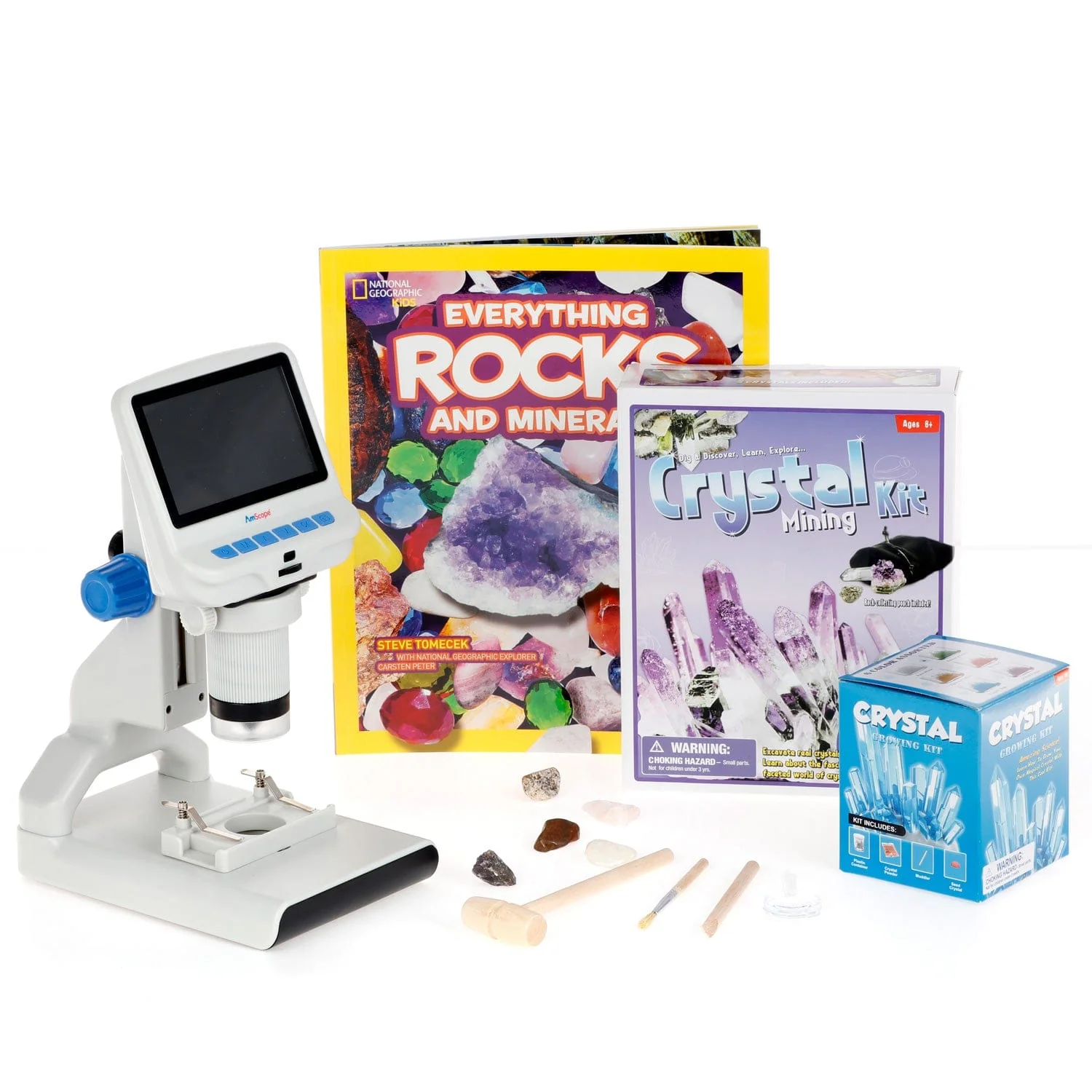 Amscope KVB-GEM-140-ADV Monocular Compound Microscope for Kids STEM Education Microscopes, Student Lab Microscopes, Biological Science Microscopes