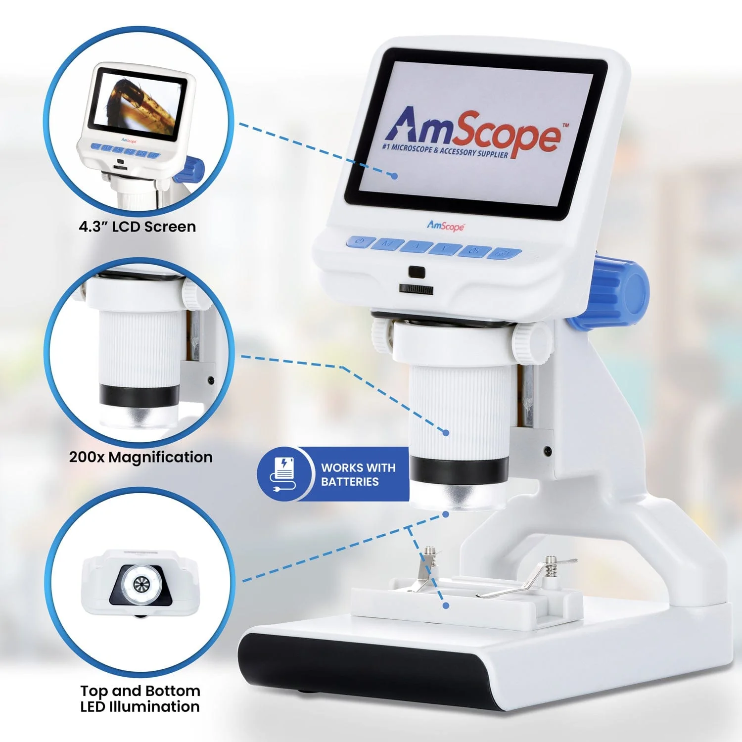 Amscope KVB-GEM-140-DIS Monocular Compound Microscope for Kids STEM Education Microscopes, Student Lab Microscopes, Biological Science Microscopes - Image 2