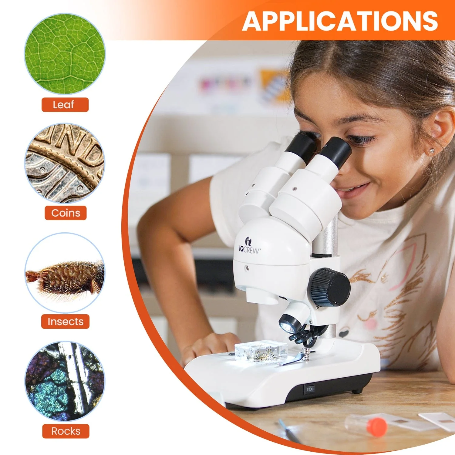 Amscope KVB-GEO-122-ADV Monocular Compound Microscope for Kids STEM Education Microscopes, Student Lab Microscopes, Biological Science Microscopes - Image 6