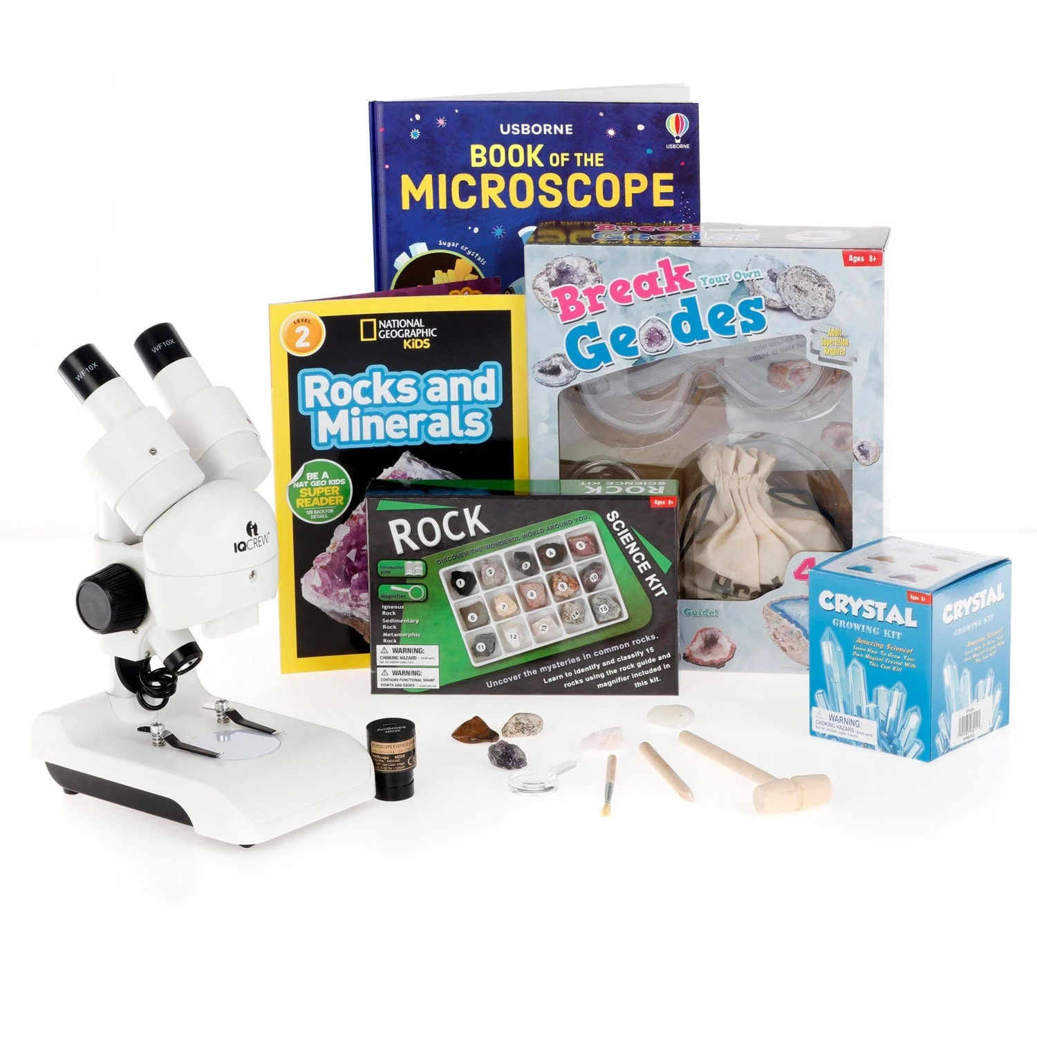 Amscope KVB-GEO-122-DIS Monocular Compound Microscope for Kids STEM Education Microscopes, Student Lab Microscopes, Biological Science Microscopes