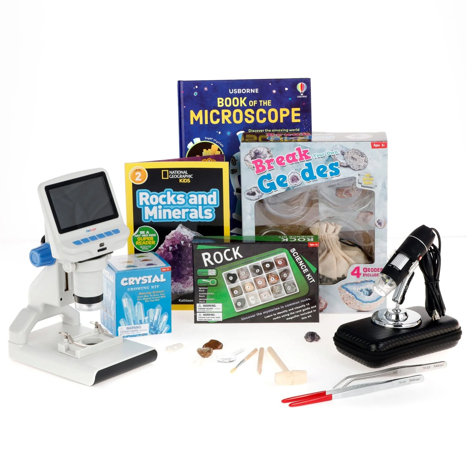 Amscope KVB-GEO-140-EXP Monocular Compound Microscope for Kids STEM Education Microscopes, Student Lab Microscopes, Biological Science Microscopes