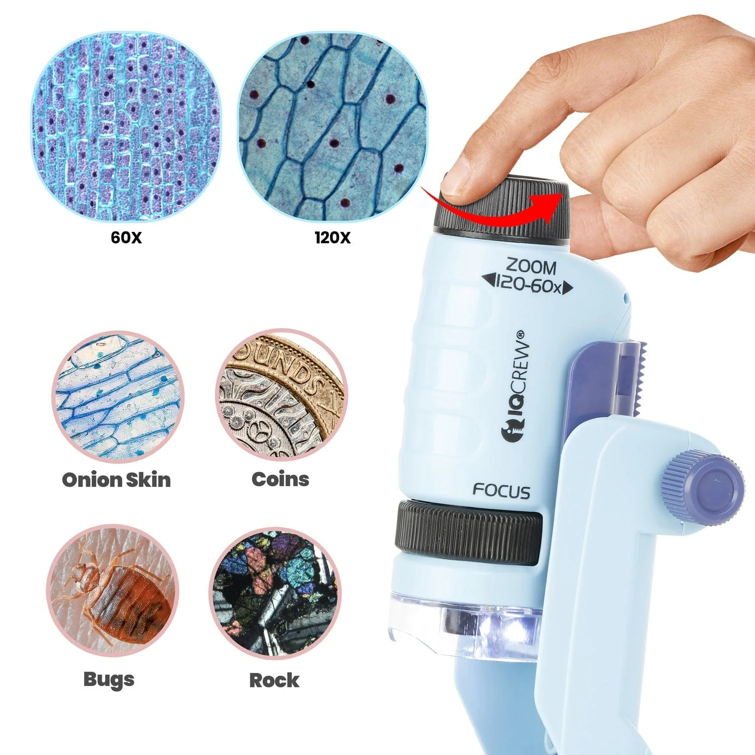 Amscope KVB-GEO-612-ADV Monocular Compound Microscope for Kids STEM Education Microscopes, Student Lab Microscopes, Biological Science Microscopes - Image 6