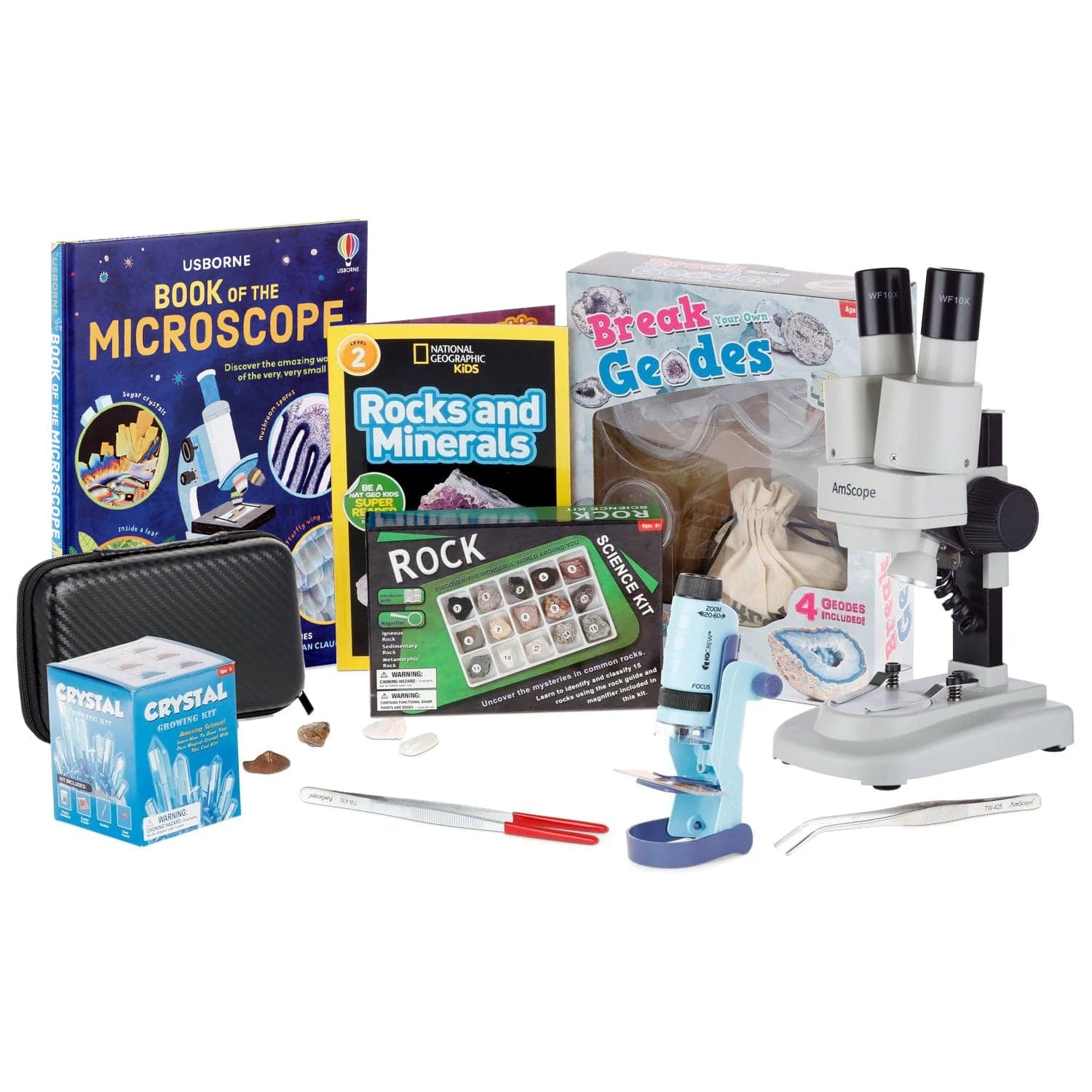 Amscope KVB-GEO-612-EXP Monocular Compound Microscope for Kids STEM Education Microscopes, Student Lab Microscopes, Biological Science Microscopes