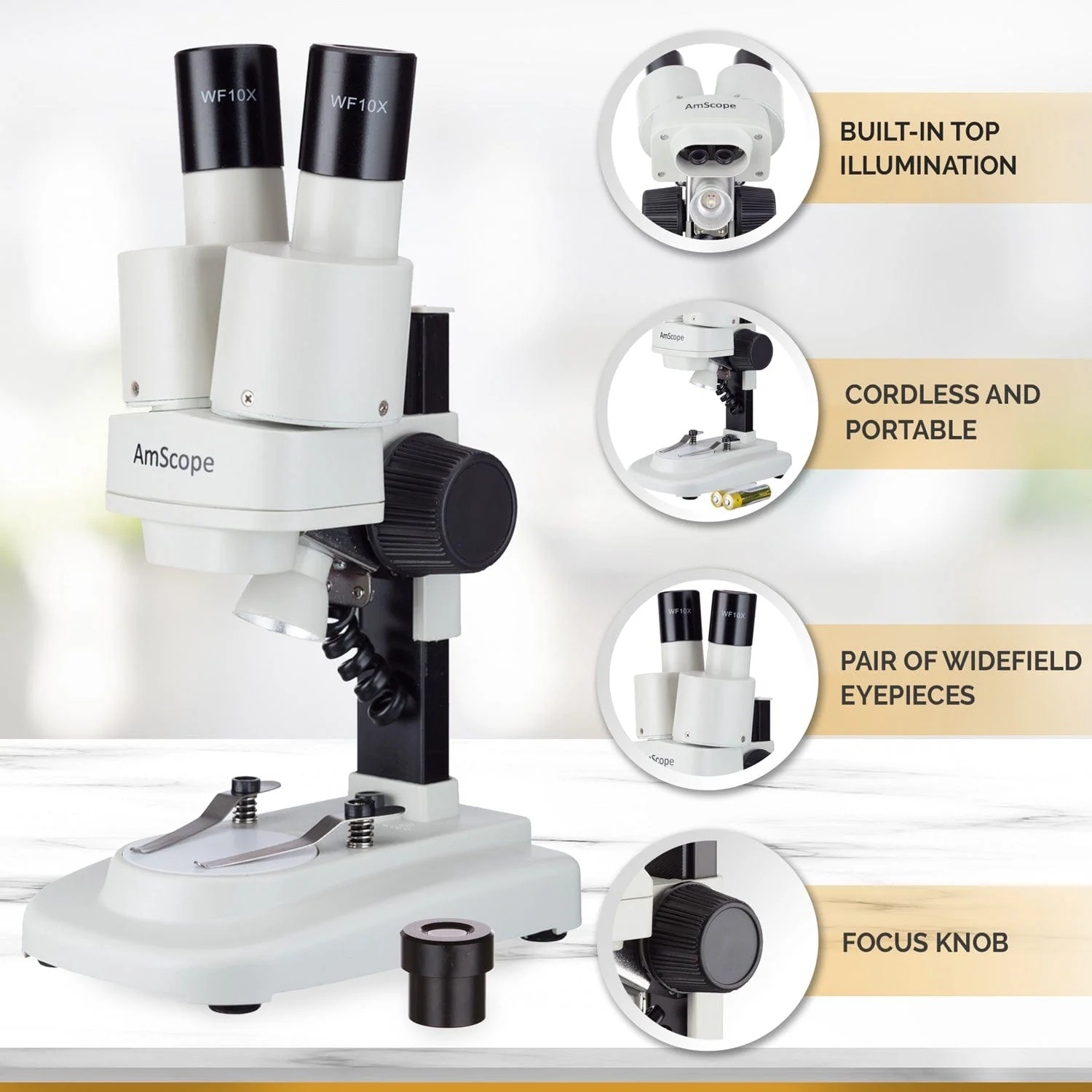 Amscope KVB-GEO-612-EXP Monocular Compound Microscope for Kids STEM Education Microscopes, Student Lab Microscopes, Biological Science Microscopes - Image 3