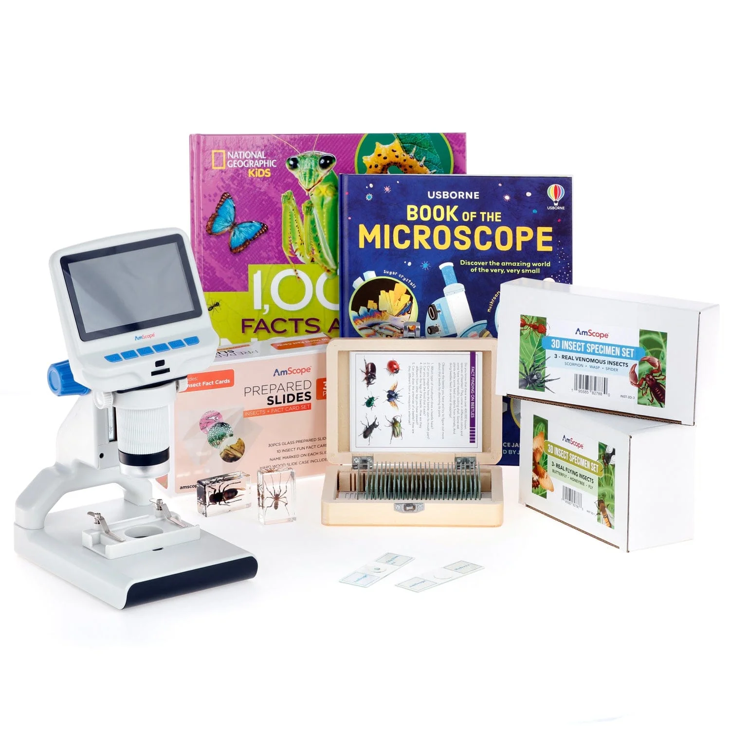 Amscope KVB-INST-140-DIS Monocular Compound Microscope for Kids STEM Education Microscopes, Student Lab Microscopes, Biological Science Microscopes