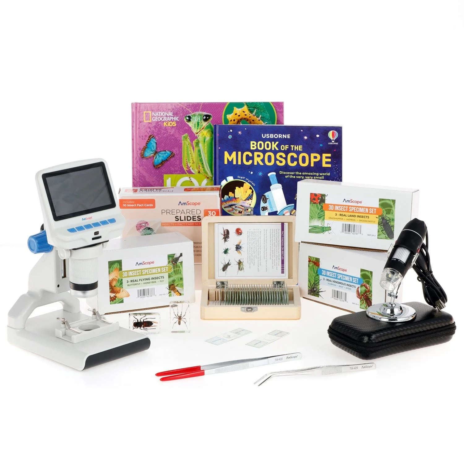 Amscope KVB-INST-140-EXP Monocular Compound Microscope for Kids STEM Education Microscopes, Student Lab Microscopes, Biological Science Microscopes