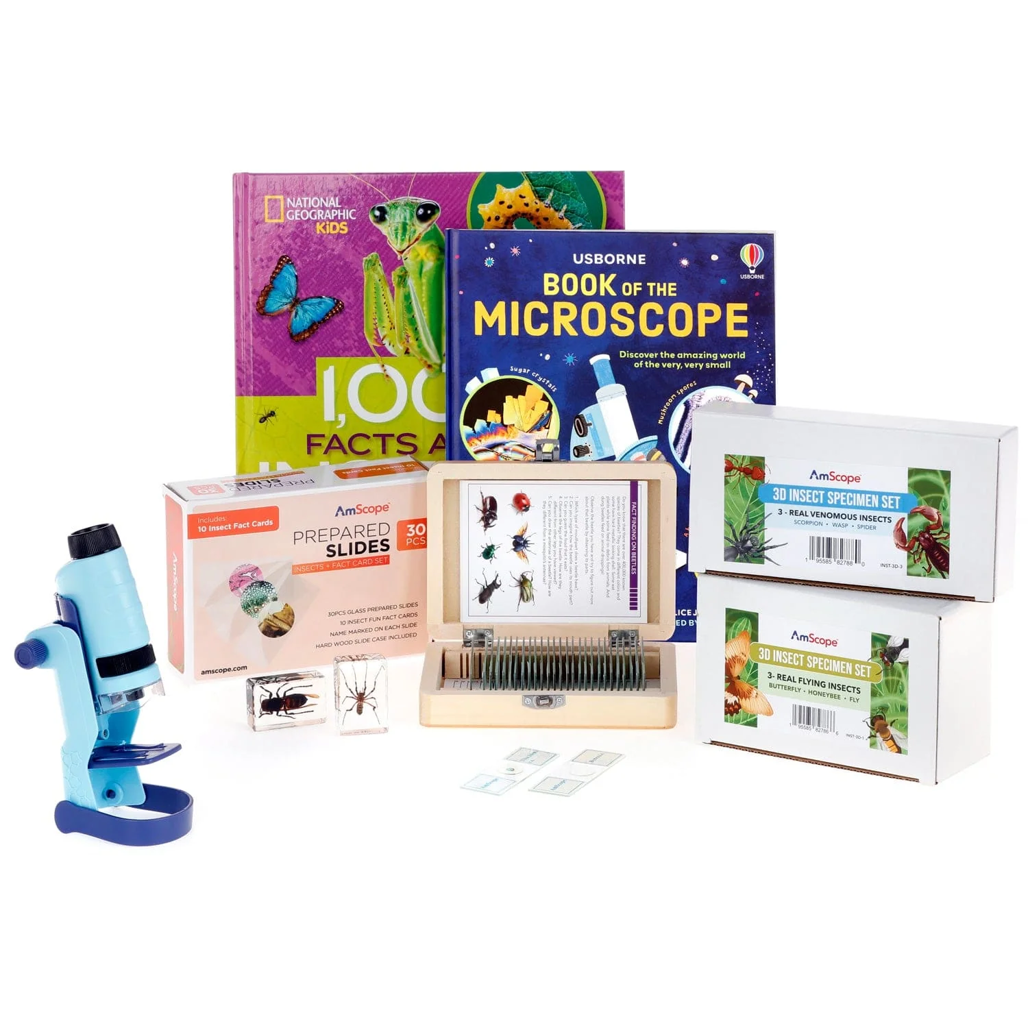 Amscope KVB-INST-612-DIS Monocular Compound Microscope for Kids STEM Education Microscopes, Student Lab Microscopes, Biological Science Microscopes