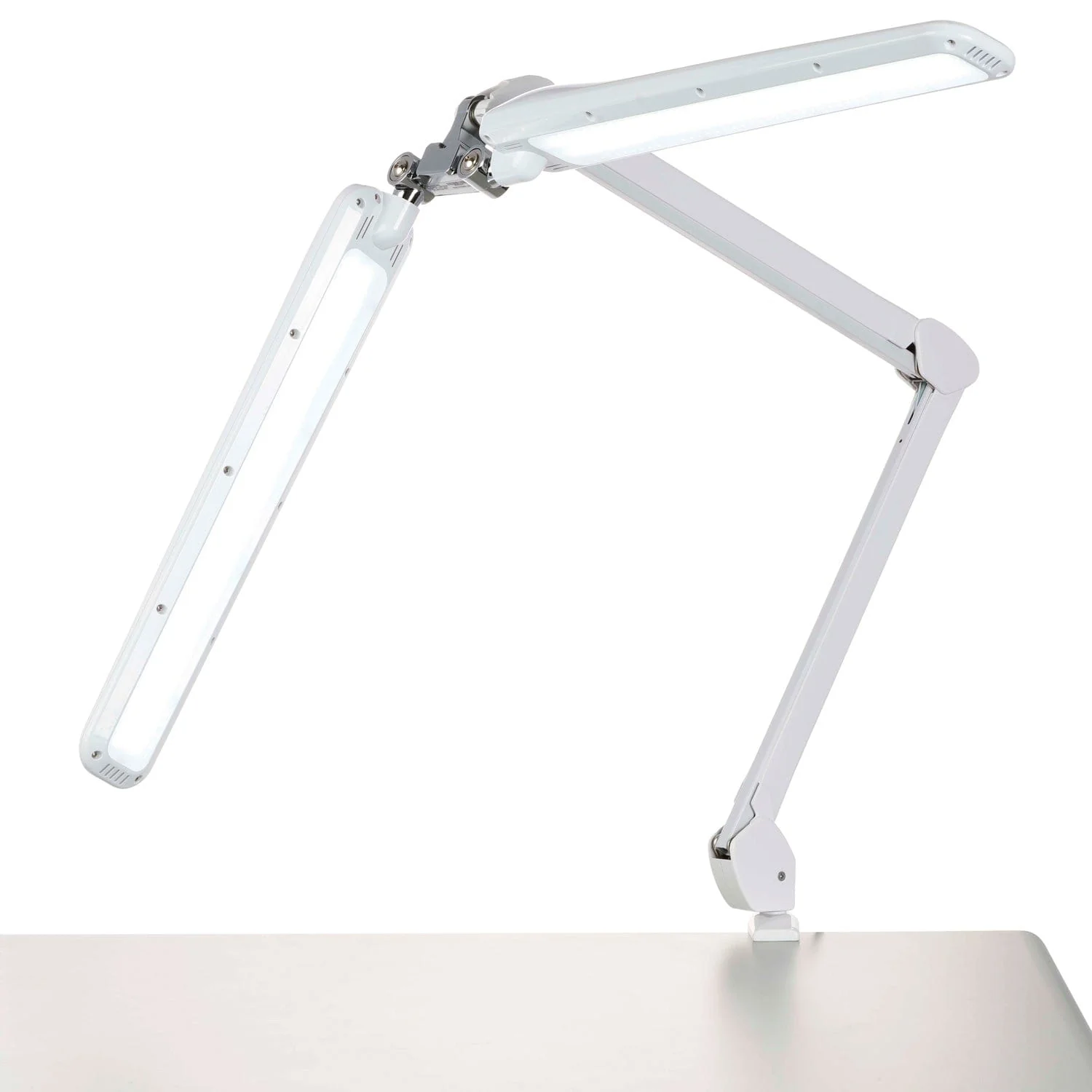 AmScope 24W 180 LED Dual-Head Task Lamp on Articulating Arm with Table Clamp - Image 2