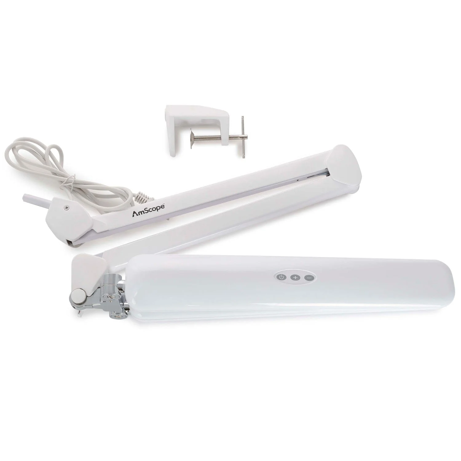 AmScope 24W 180 LED Dual-Head Task Lamp on Articulating Arm with Table Clamp - Image 6