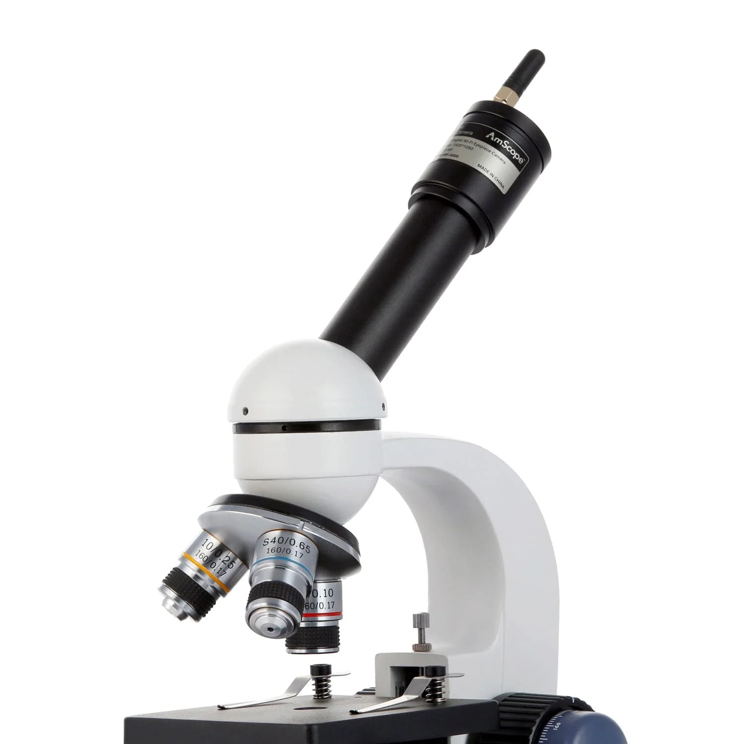 AmScope Monocular Compound Microscope 40X-1000X MagnificationStudent, Battery Powered w/ LED Illumination + Wi-Fi 2.0MP Digital Eyepiece Camera - Image 4