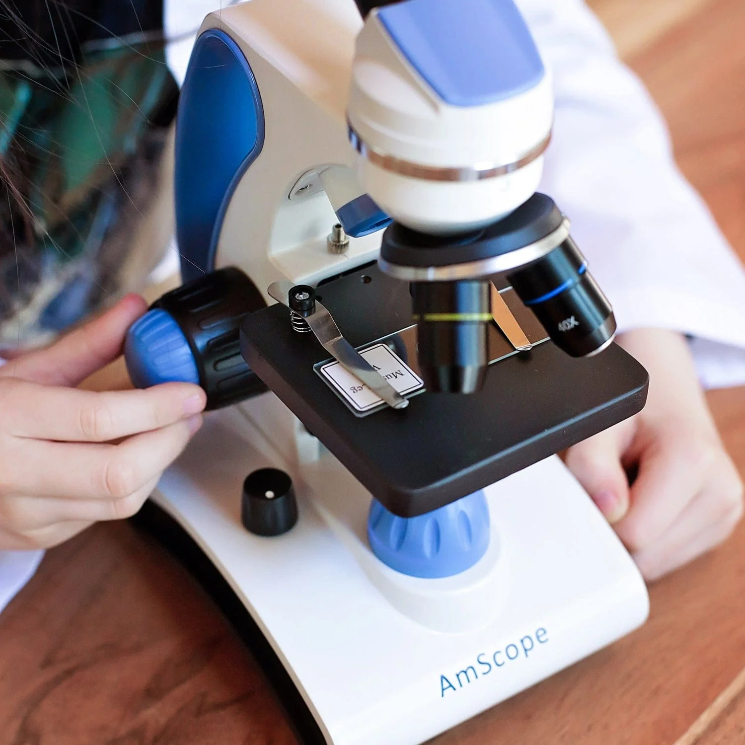 AmScope Monocular Compound Microscope 40X-1000X Magnification, Student, Portable + Dual Illumination LED + Wi-Fi 2.0MP Digital Eyepiece Camera + Blank & Prepared Slides + Microscope Book - Image 6