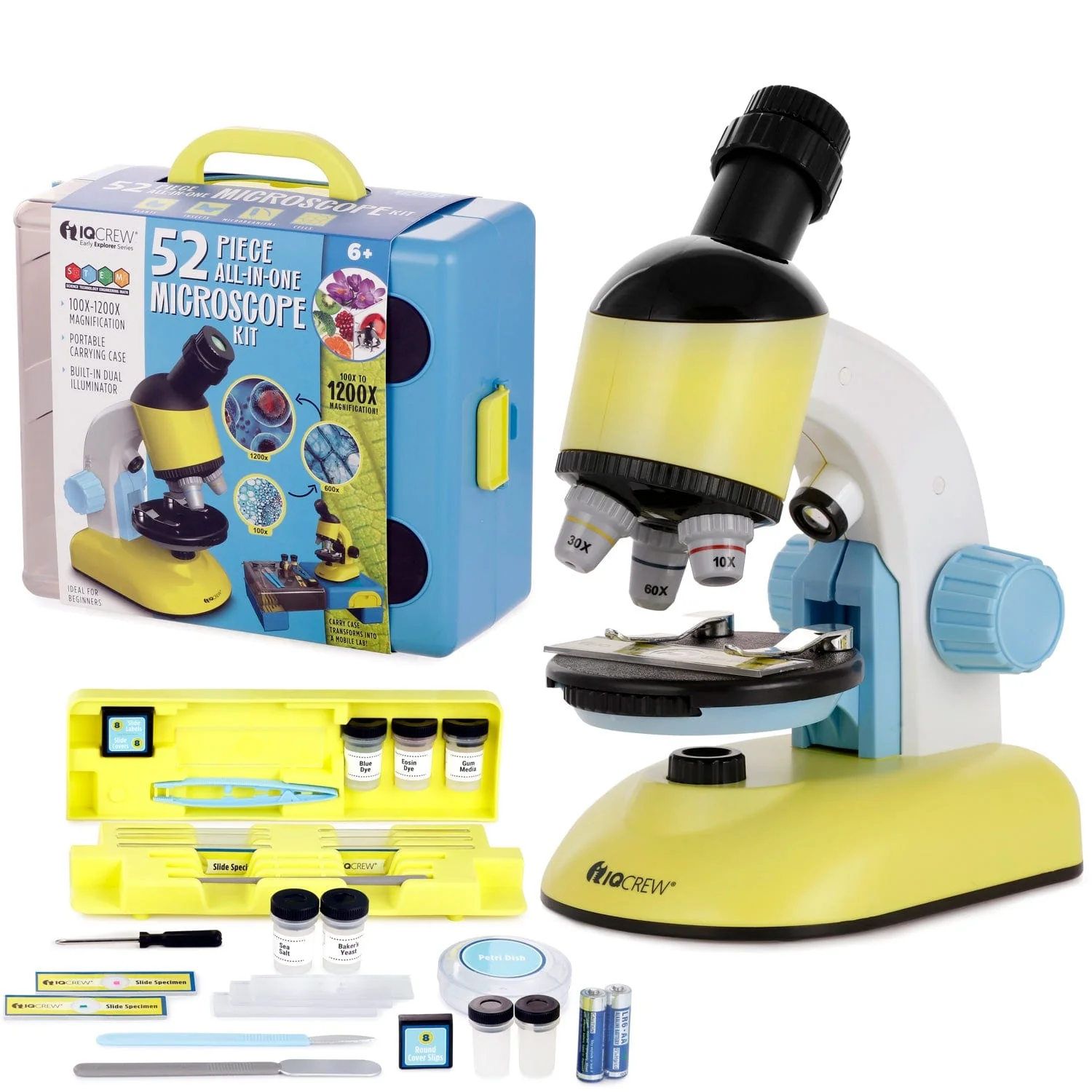 Amscope M44-KT Monocular Compound Microscope for Kids – 40X–1000X LED Illumination STEM Education Microscopes, Student Lab Microscopes, Biological Science Microscopes