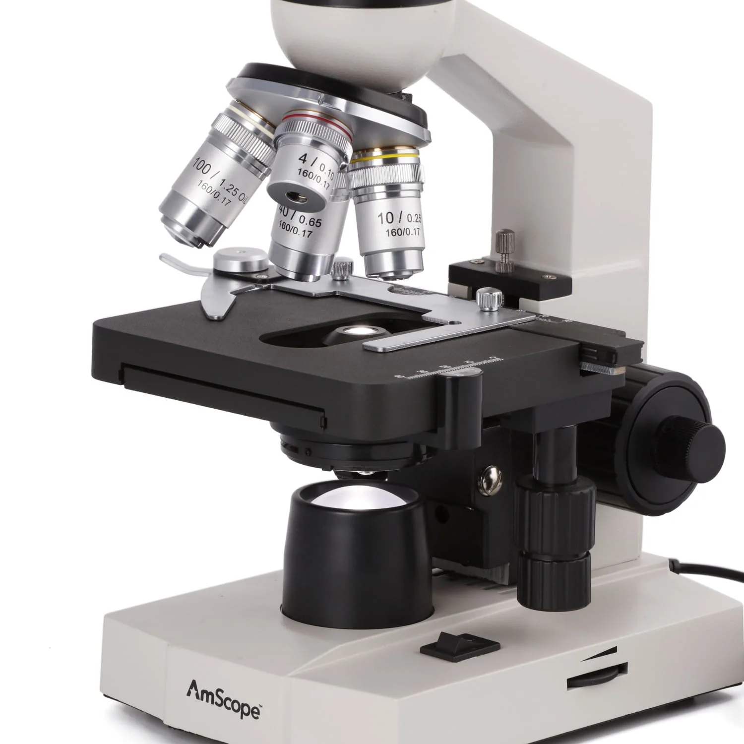 AmScope M600 Series Student Monocular Compound Microscope with Mechanical Stage - Image 10