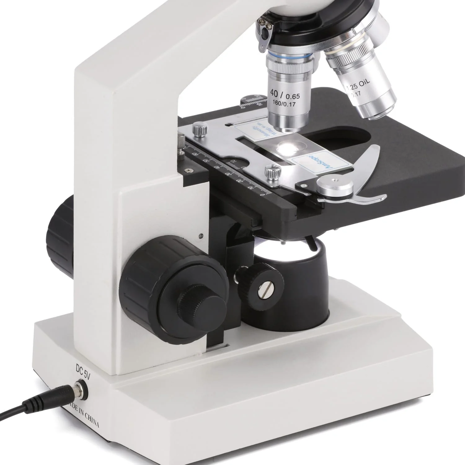 AmScope M600 Series Student Monocular Compound Microscope with Mechanical Stage - Image 11