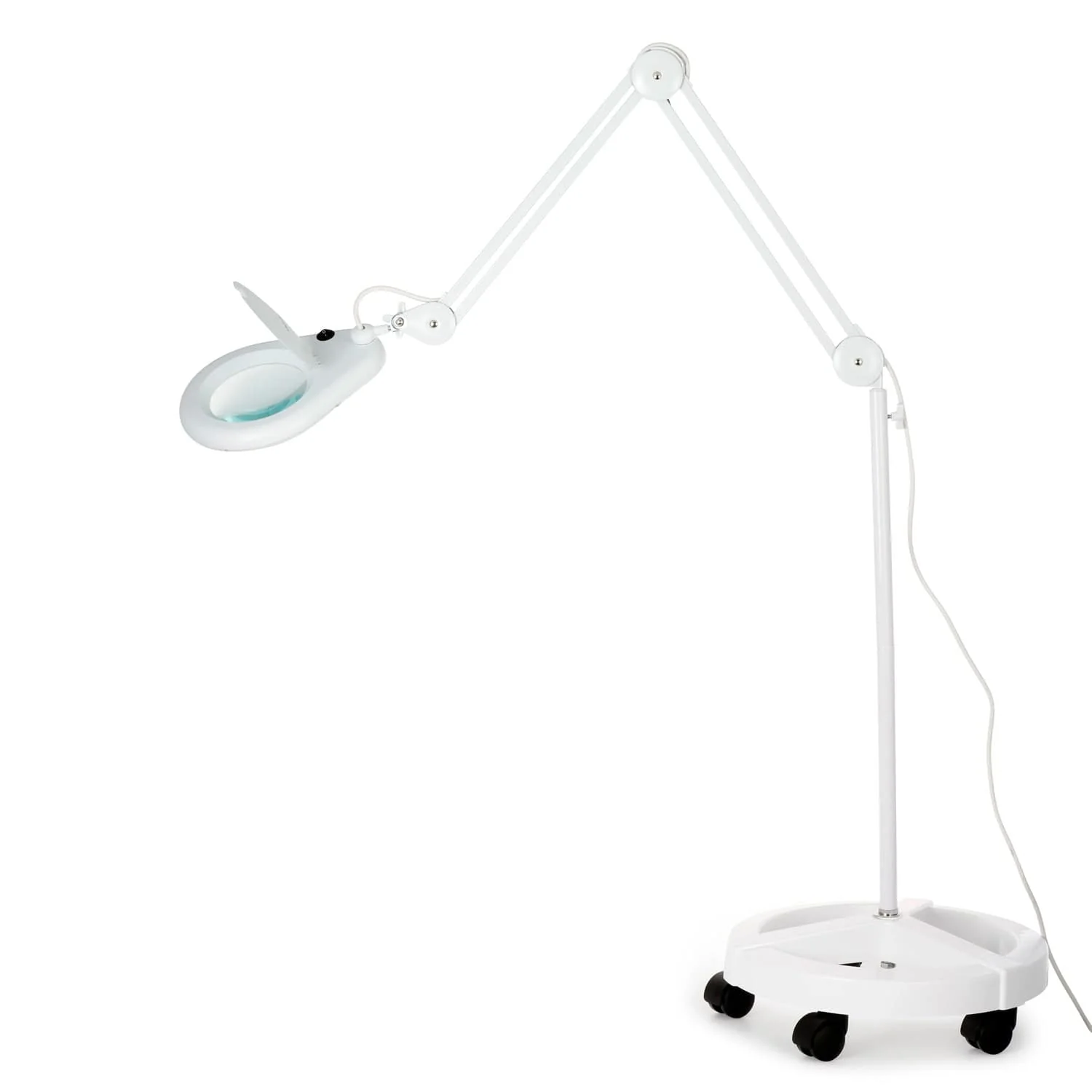AmScope 1.75X Magnification 5" Diameter Lens 56 LED 9W Magnifying Lamp with Rolling Floor Stand in White