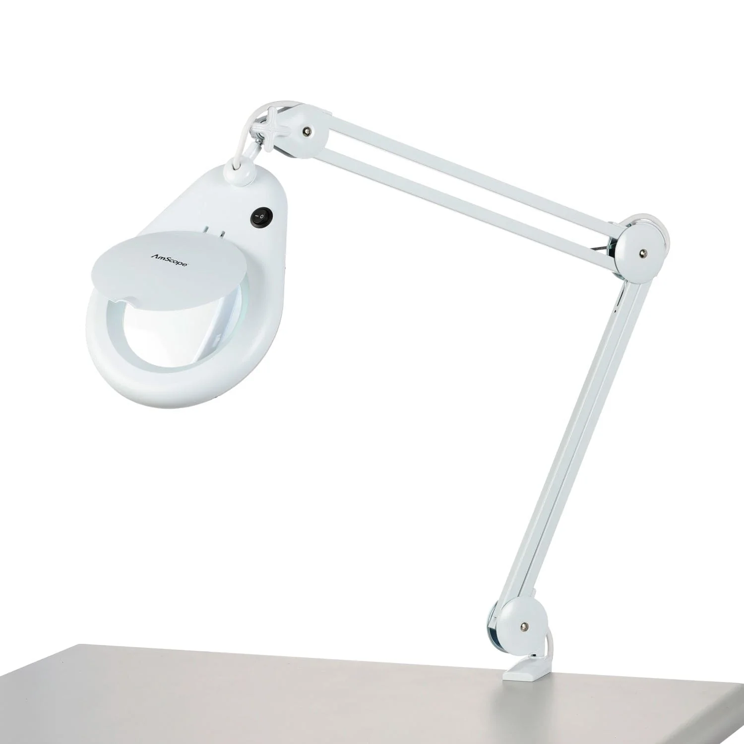 AmScope 1.75X Magnification 5" Diameter Lens 56 LED 9W Magnifying Lamp with Rolling Floor Stand in White - Image 2