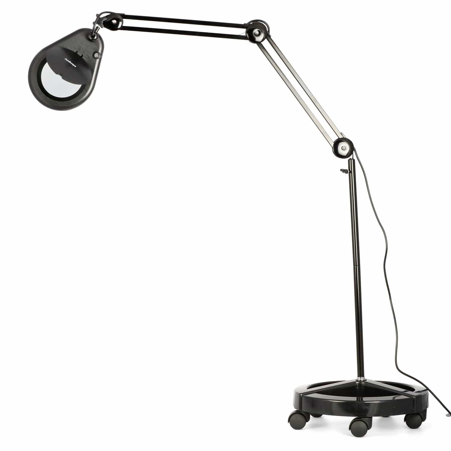 AmScope 1.75X Magnification 5" Diameter Lens 56 LED 9W Magnifying Lamp with Rolling Floor Stand in Black - Image 4