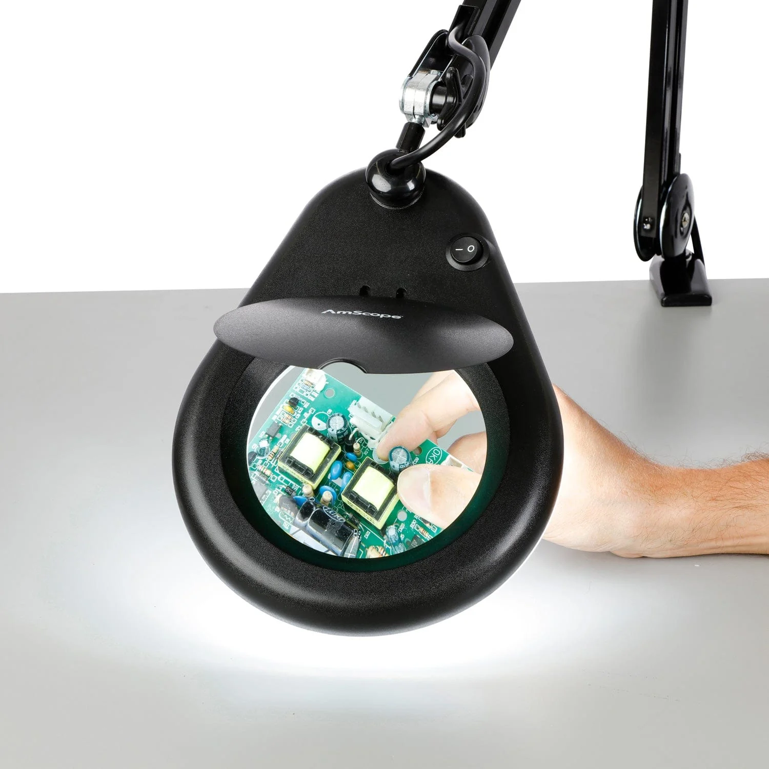 AmScope 1.75X Magnification 5" Diameter Lens 56 LED 9W Magnifying Lamp with Rolling Floor Stand in Black - Image 5