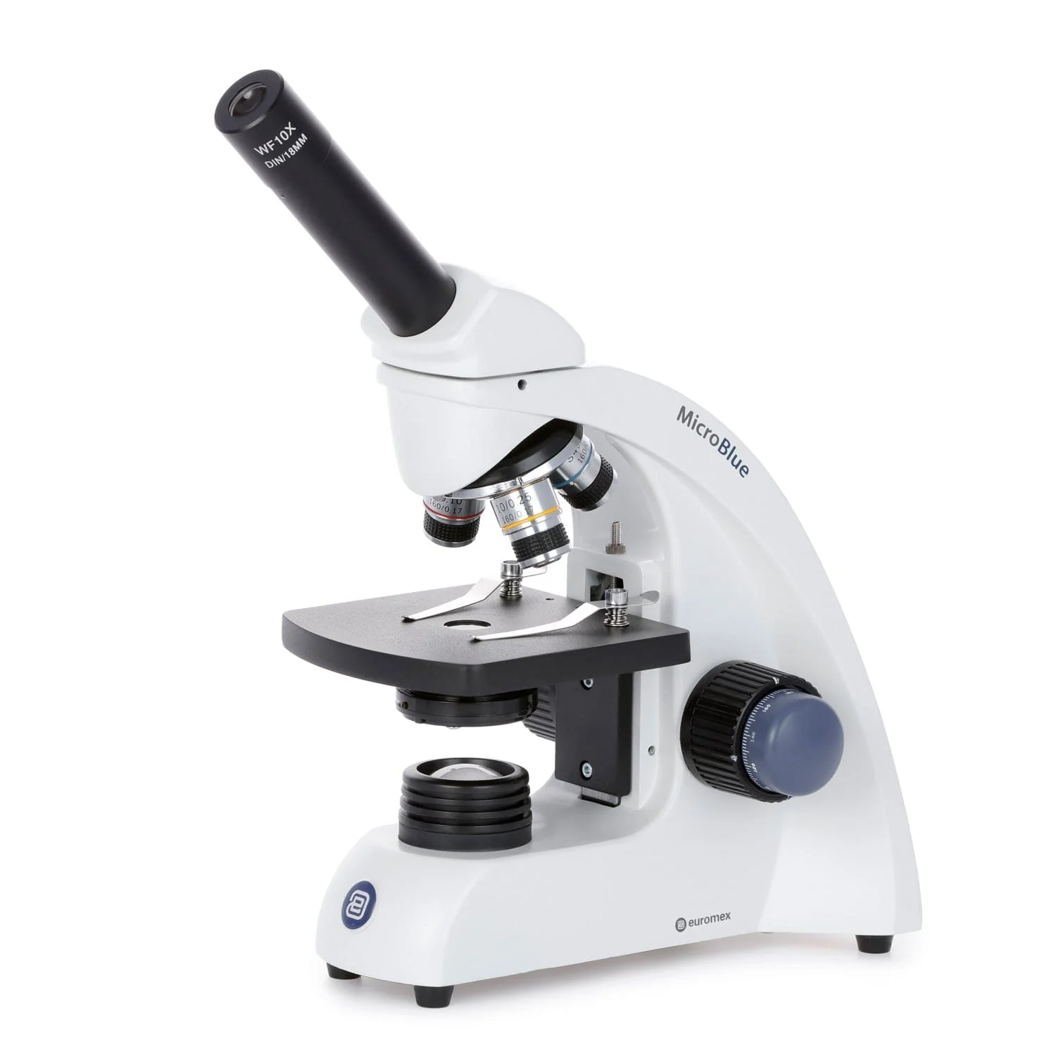 Euromex MicroBlue Series Portable Student Monocular Compound Microscope 40X-400X Magnification