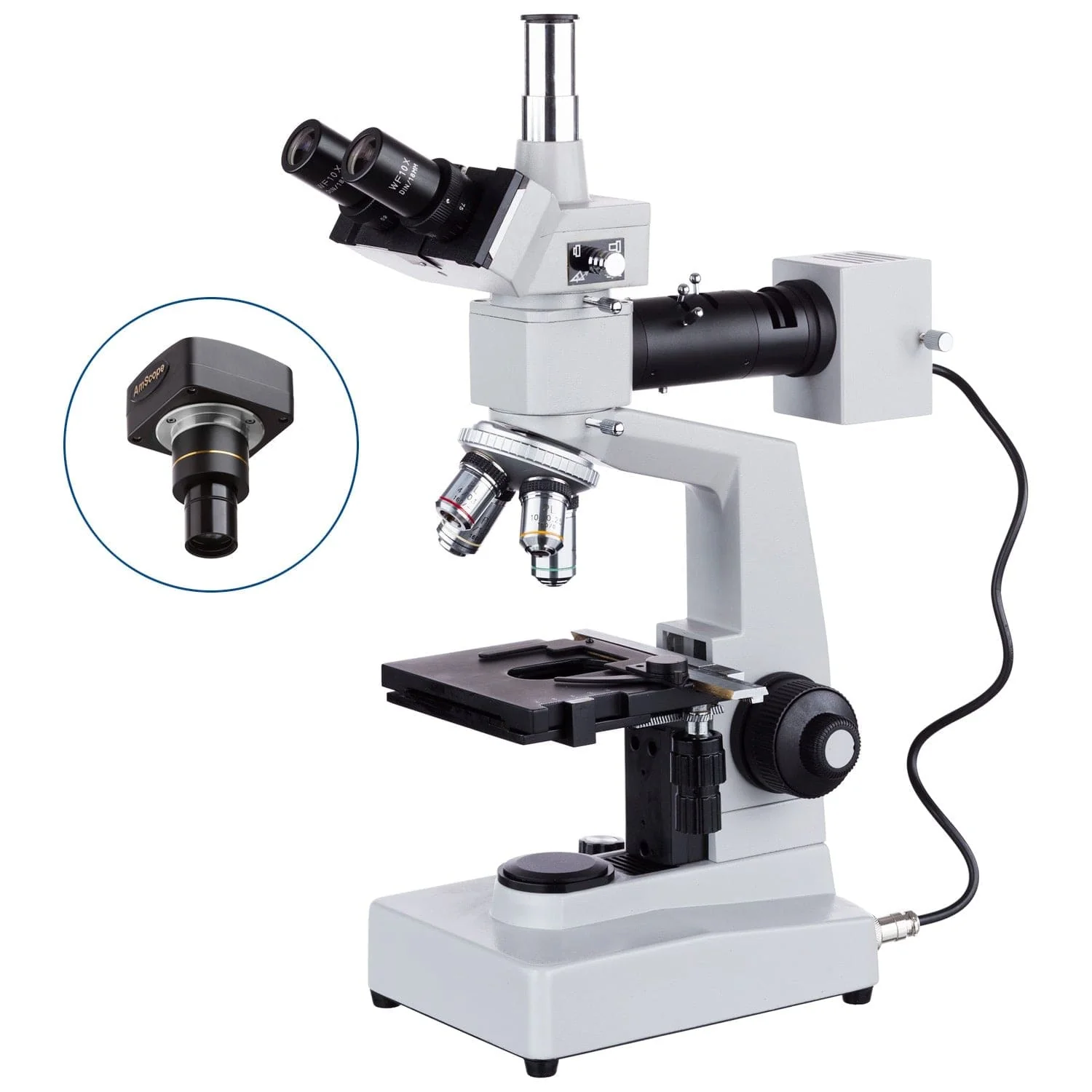 AmScope ME300 Series Metallurgical Trinocular Compound Microscope - Image 2