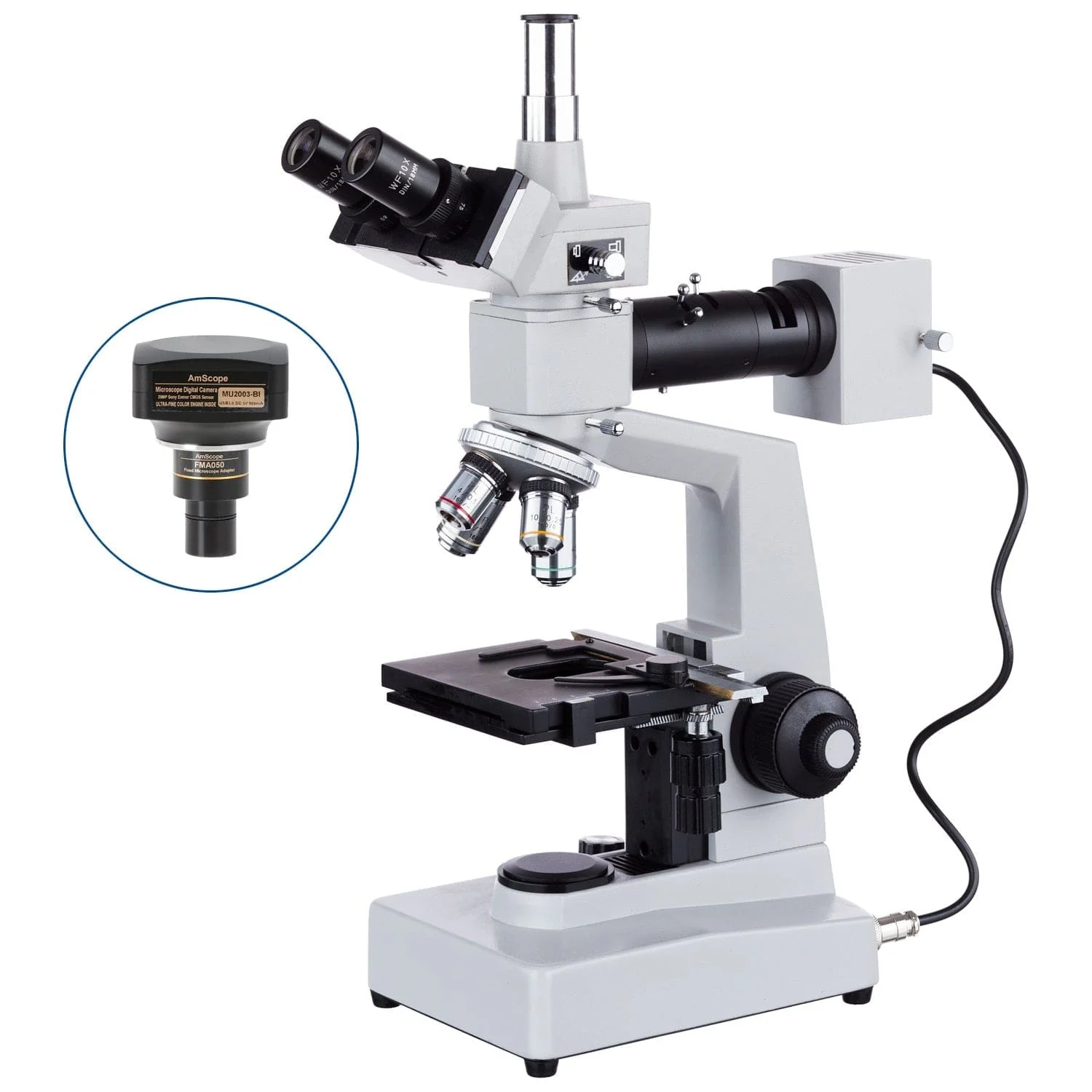AmScope ME300 Series Metallurgical Trinocular Compound Microscope - Image 4