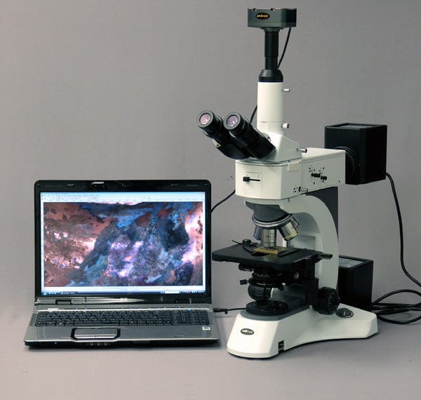 AmScope ME520 Series Infinity-Corrected Darkfield Metallurgical Trinocular Compound Microscope with Polarization and Optional Digital Camera - Image 11